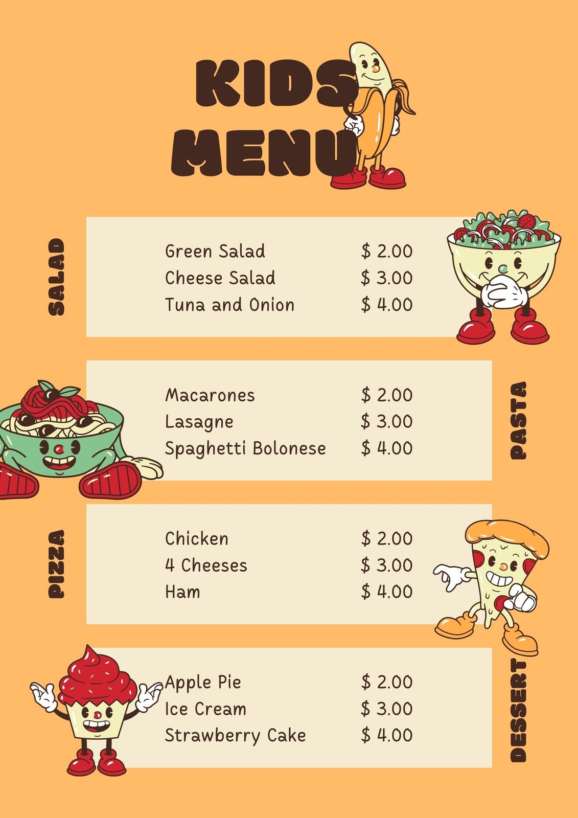 Free Printable Kids Menu Template