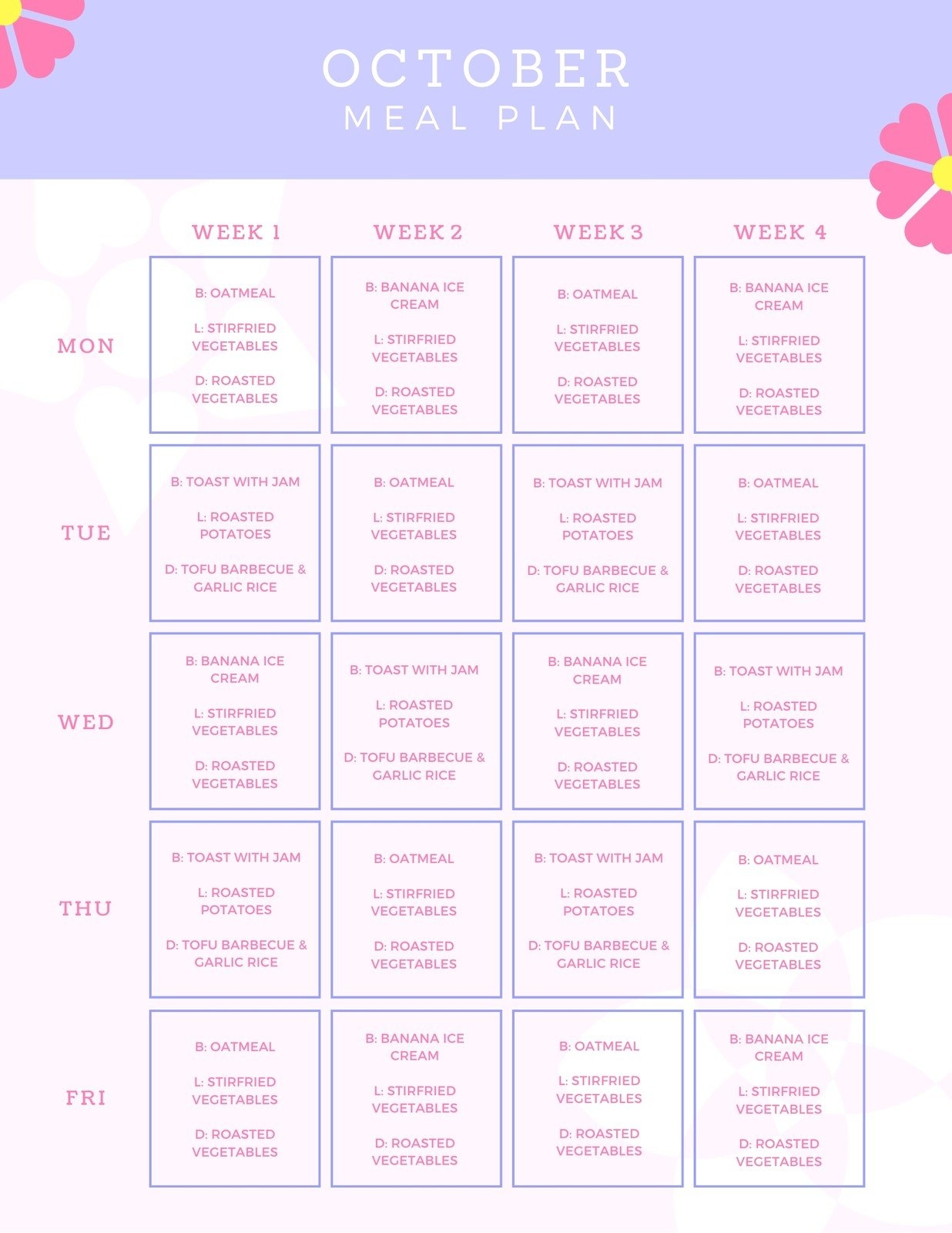 Free Printable Customizable Monthly Menu Templates Canva Free Printable Customizable Monthly Menu Templates Canva