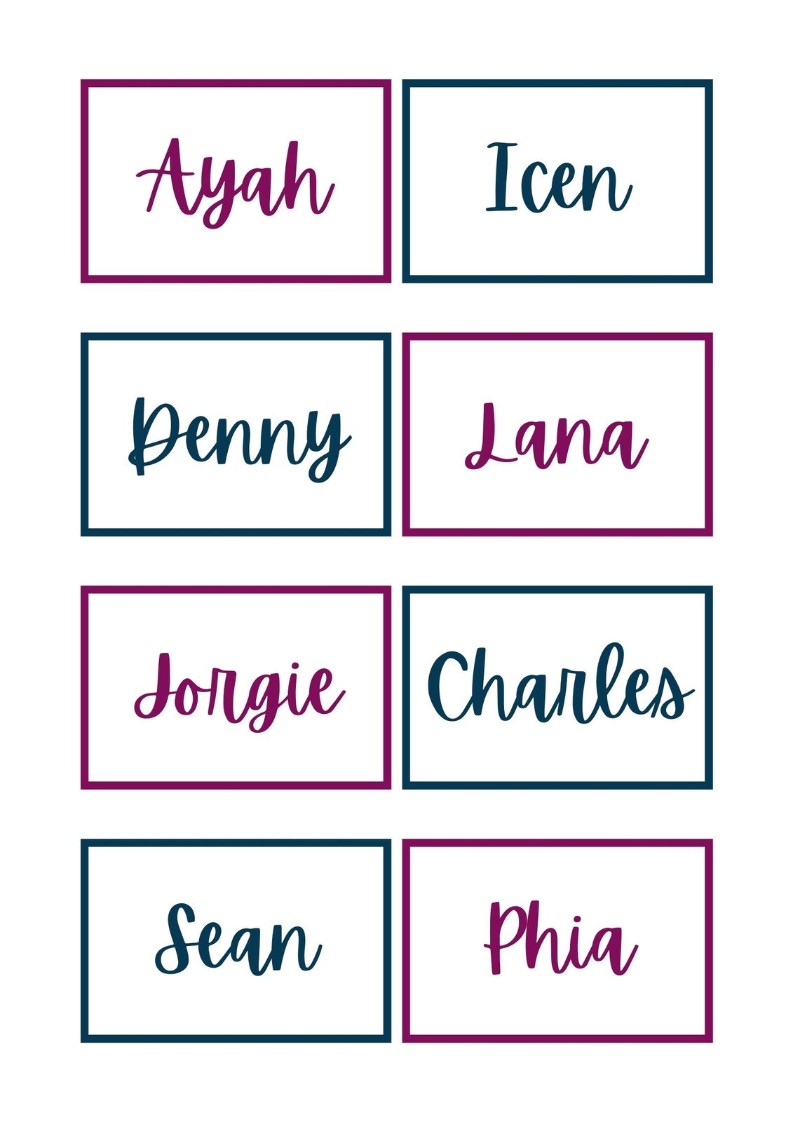 Free Printable Name Template