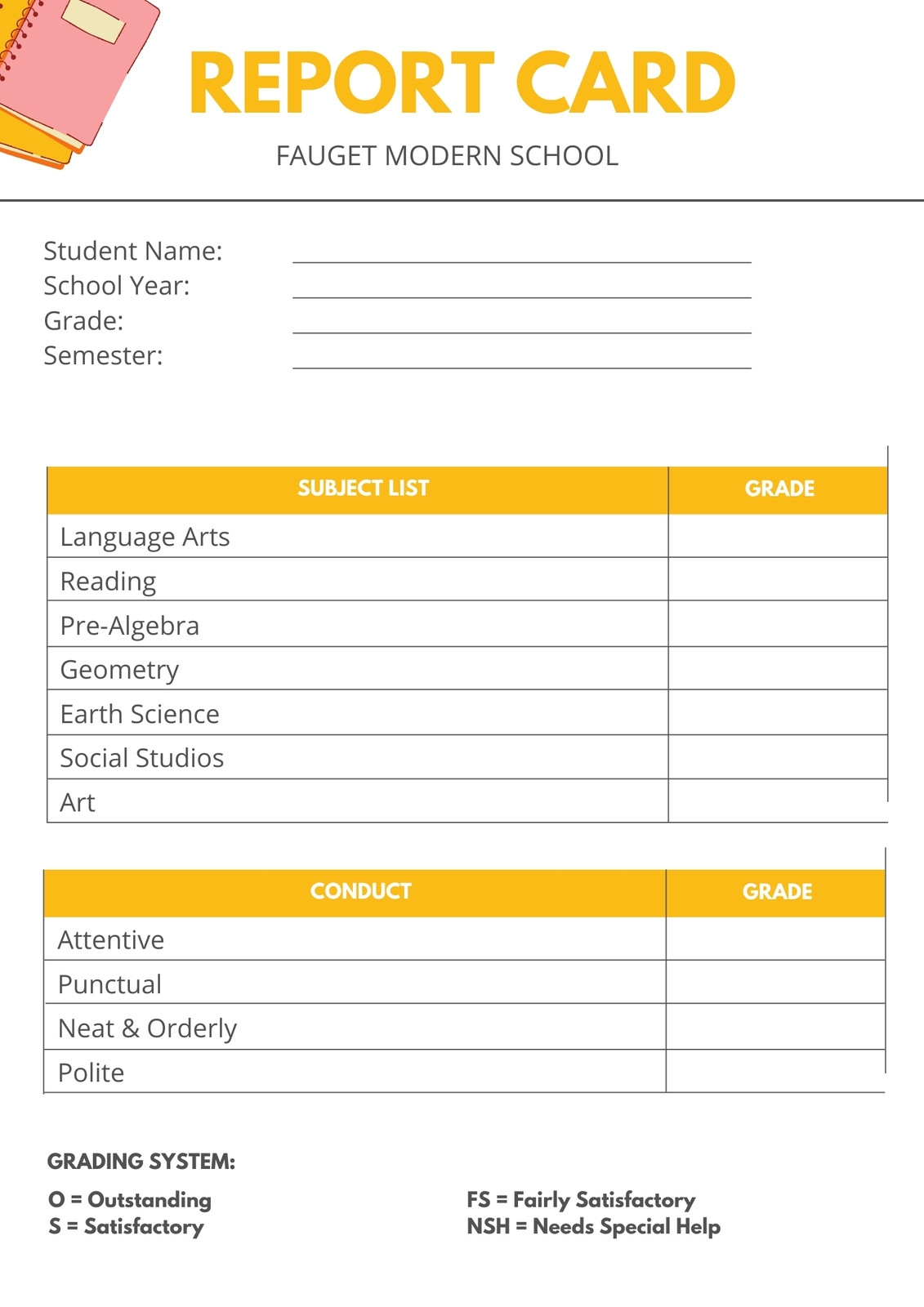 Free Printable Customizable Report Card Templates Canva