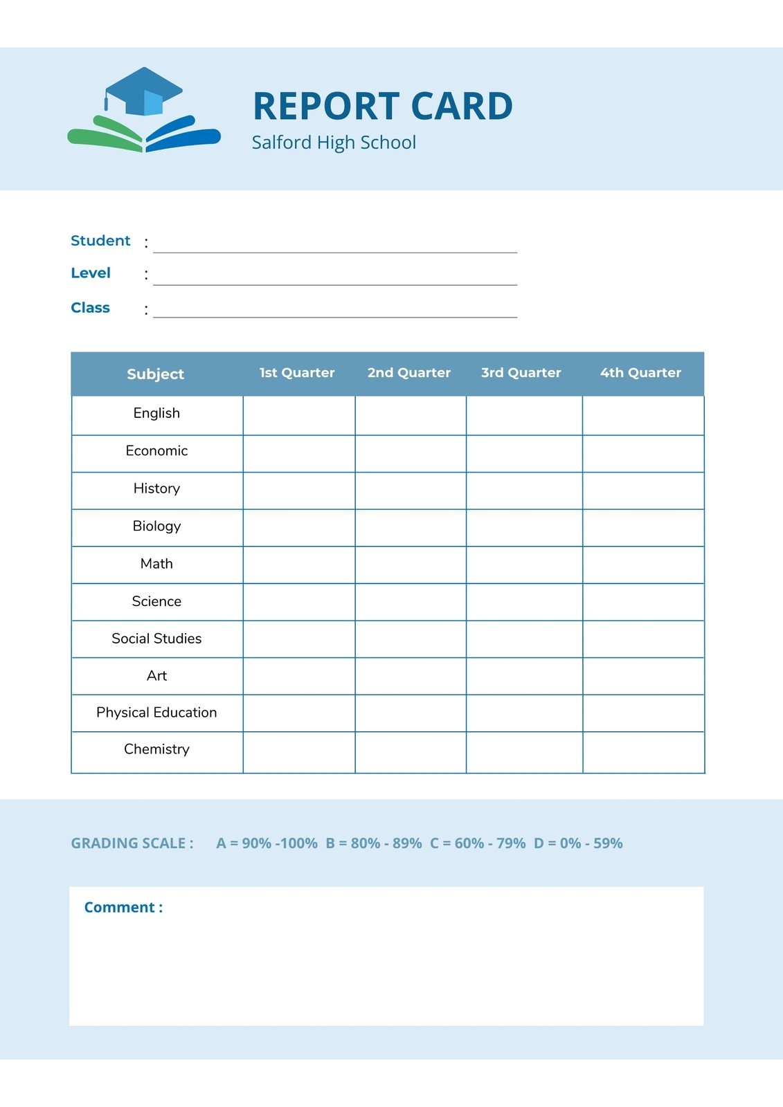 Free Printable Customizable Report Card Templates Canva