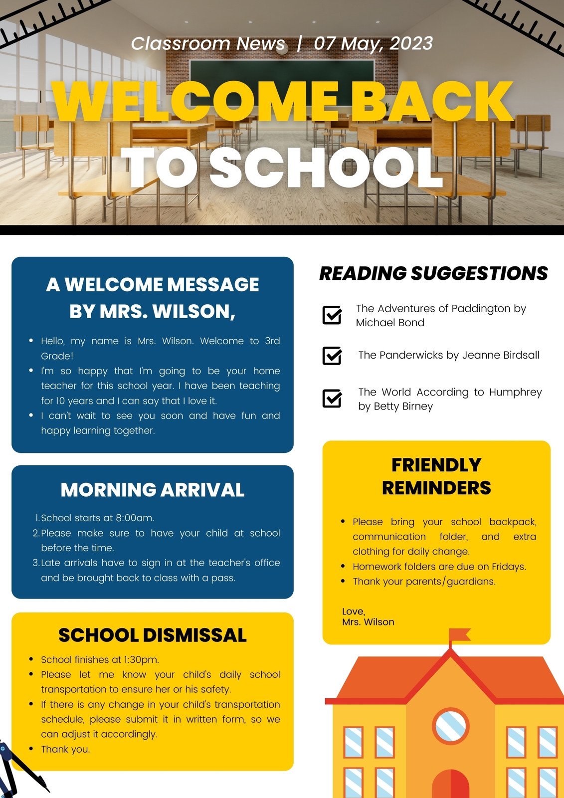 Free Printable Customizable School Newsletter Templates Canva