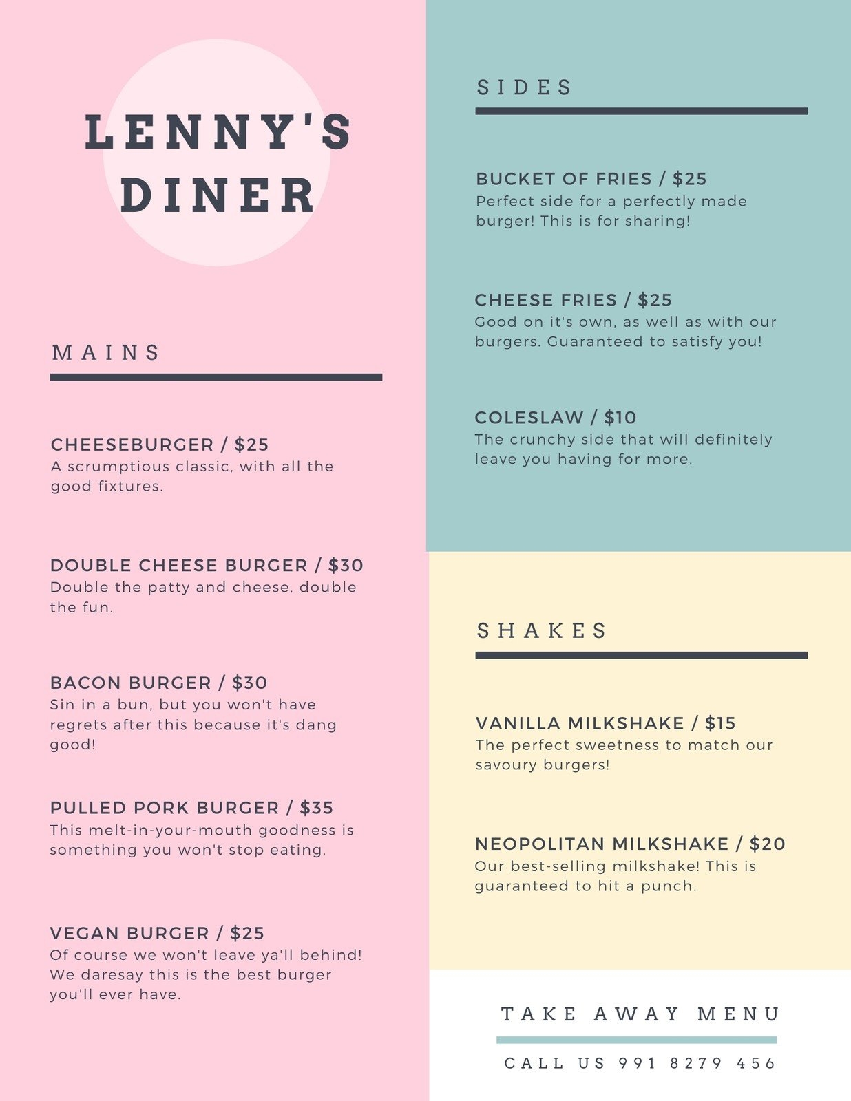 Free Printable Customizable Take Out Menu Templates Canva