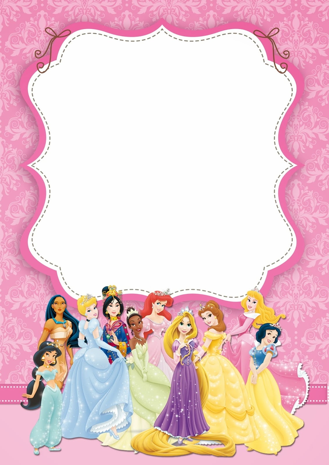 FREE Printable Disney Princess Ticket Invitation Template 