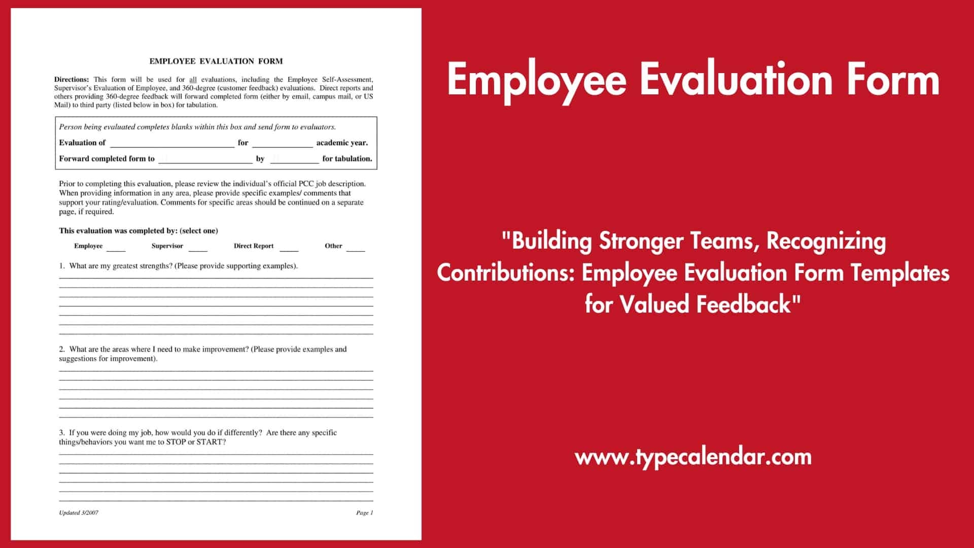 Free Printable Employee Evaluation Form Templates PDF Excel Word Free Printable Employee Evaluation Form Templates PDF Excel Word
