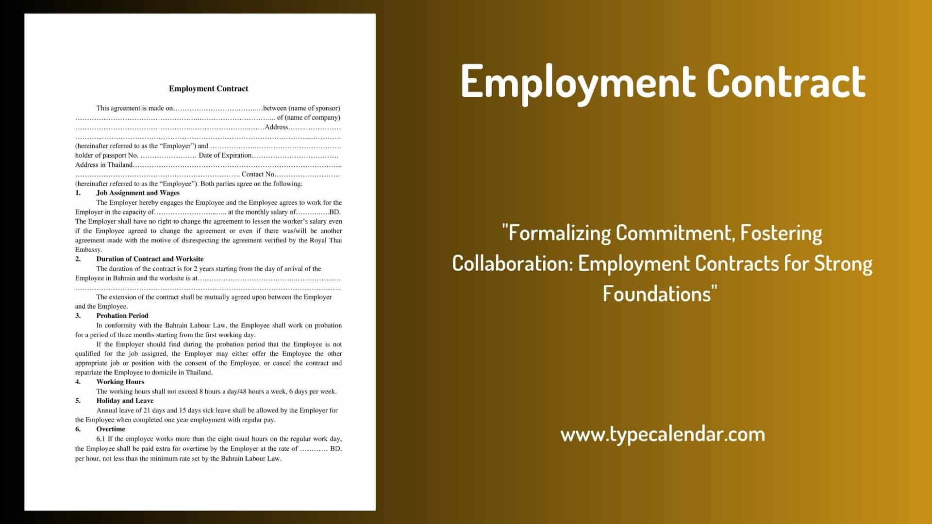 Free Printable Printable Employment Contract Template