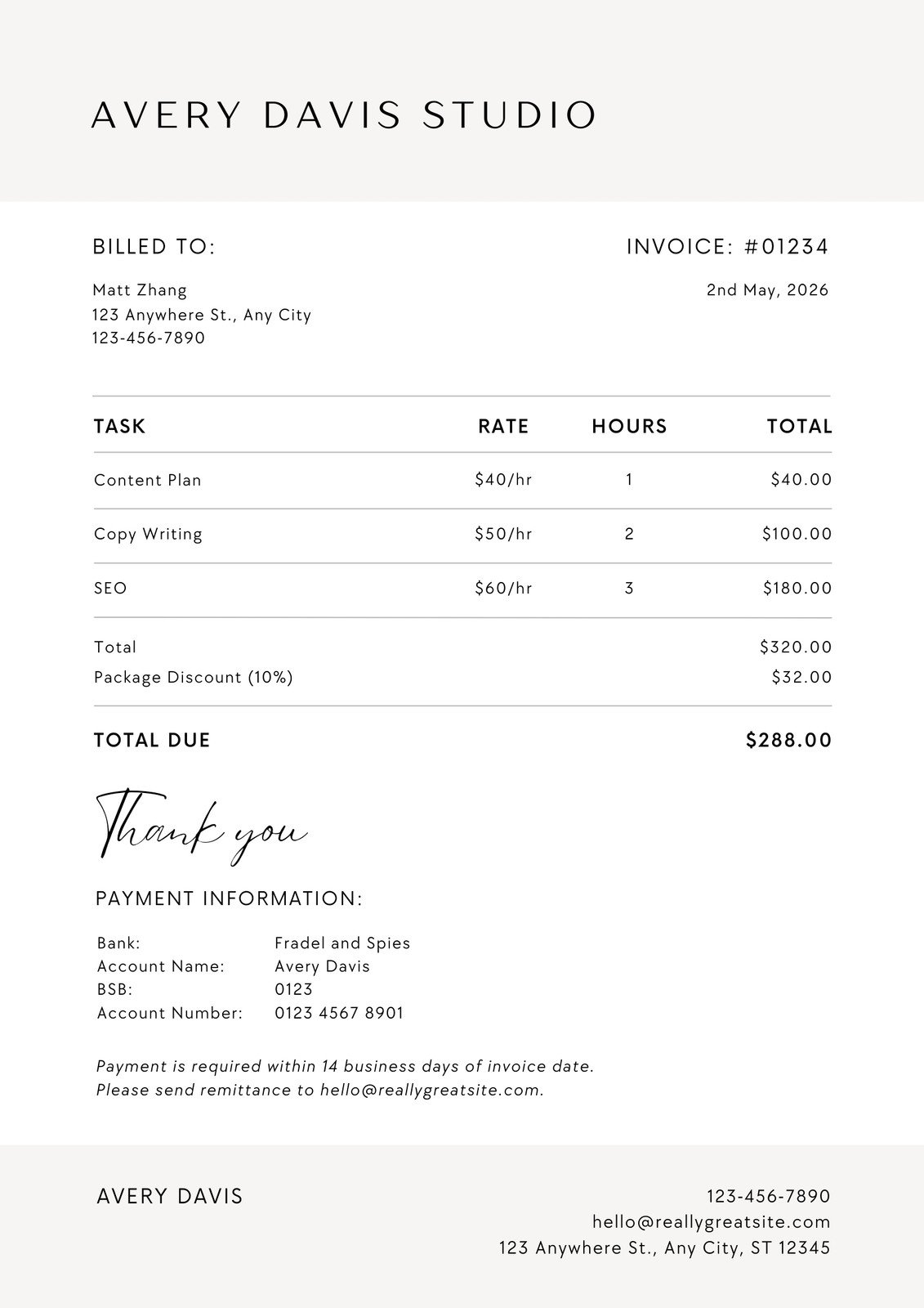 Free Printable Invoice Template Self Employed