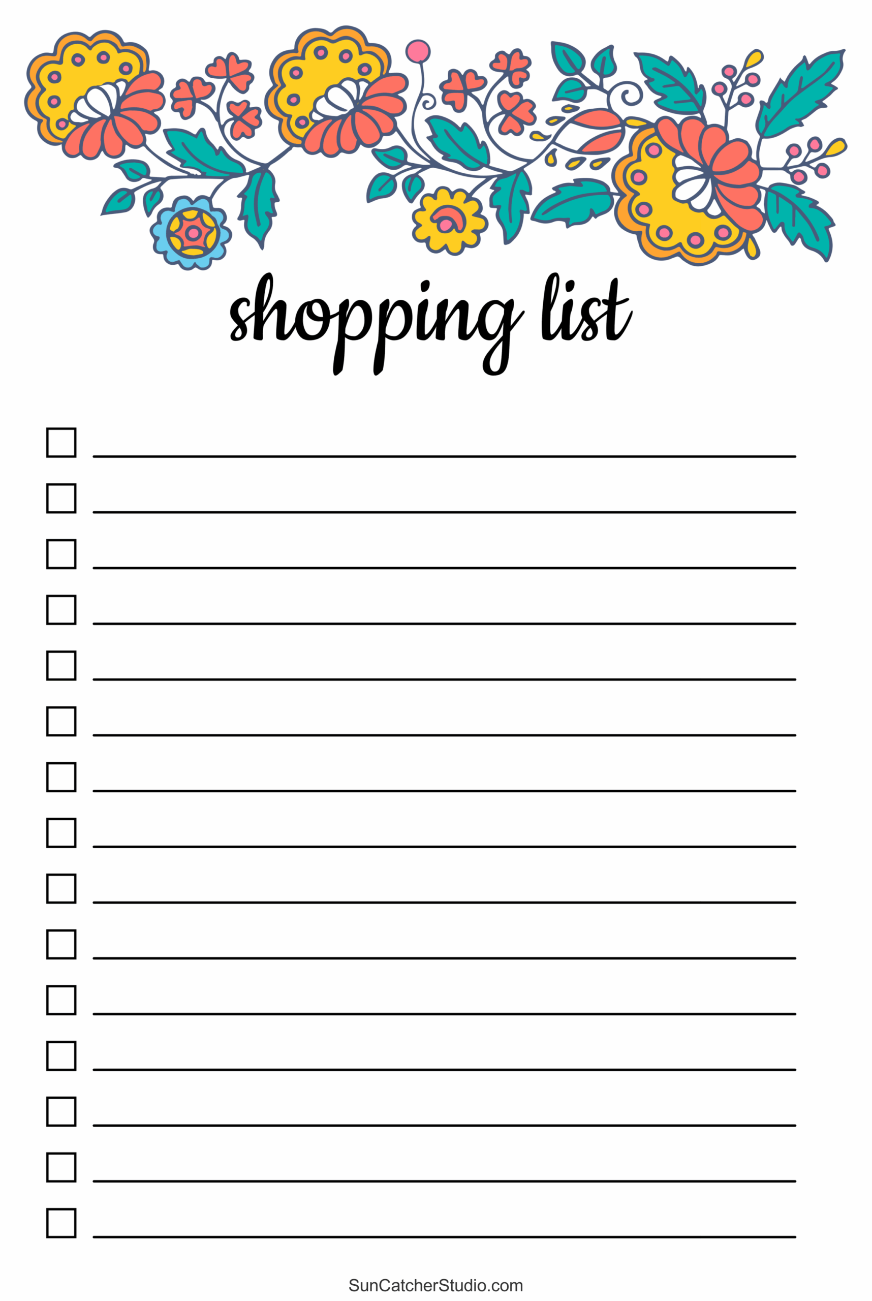 Free Printable Shopping List Template Uk