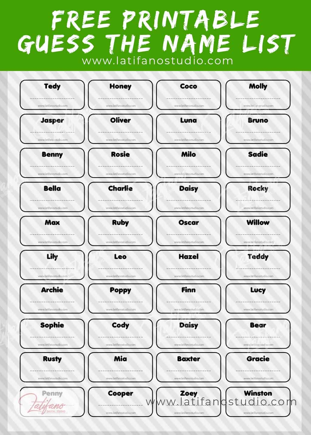 Free Printable Name List Template