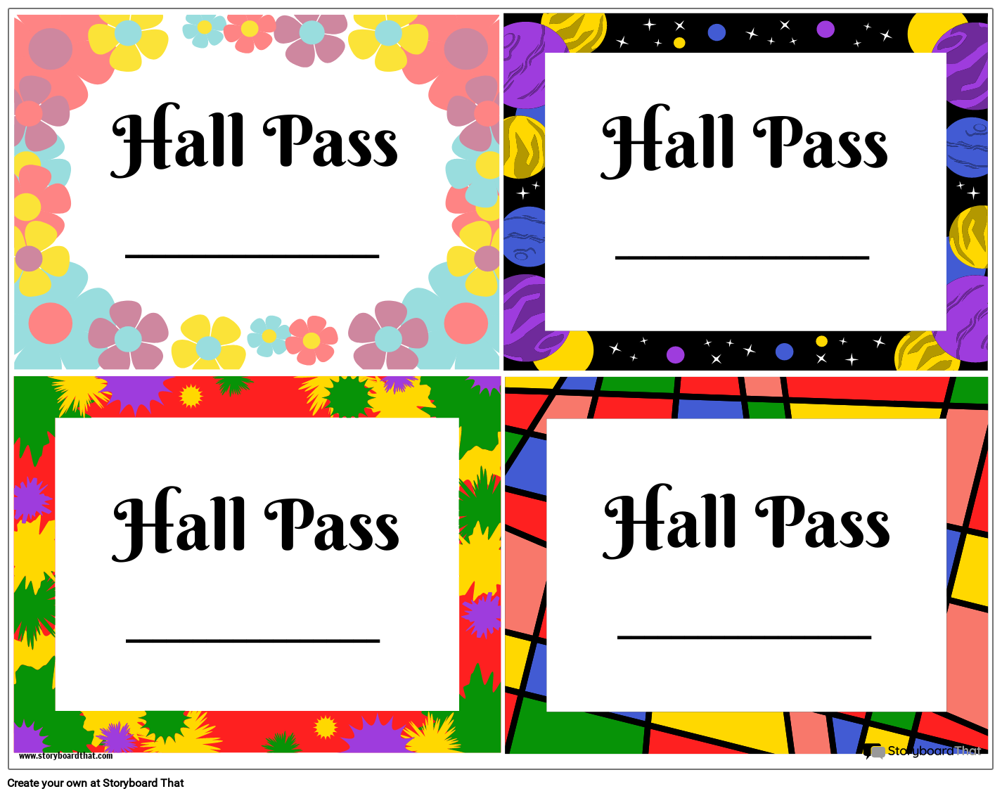 Free Printable Hall Passes StoryboardThat