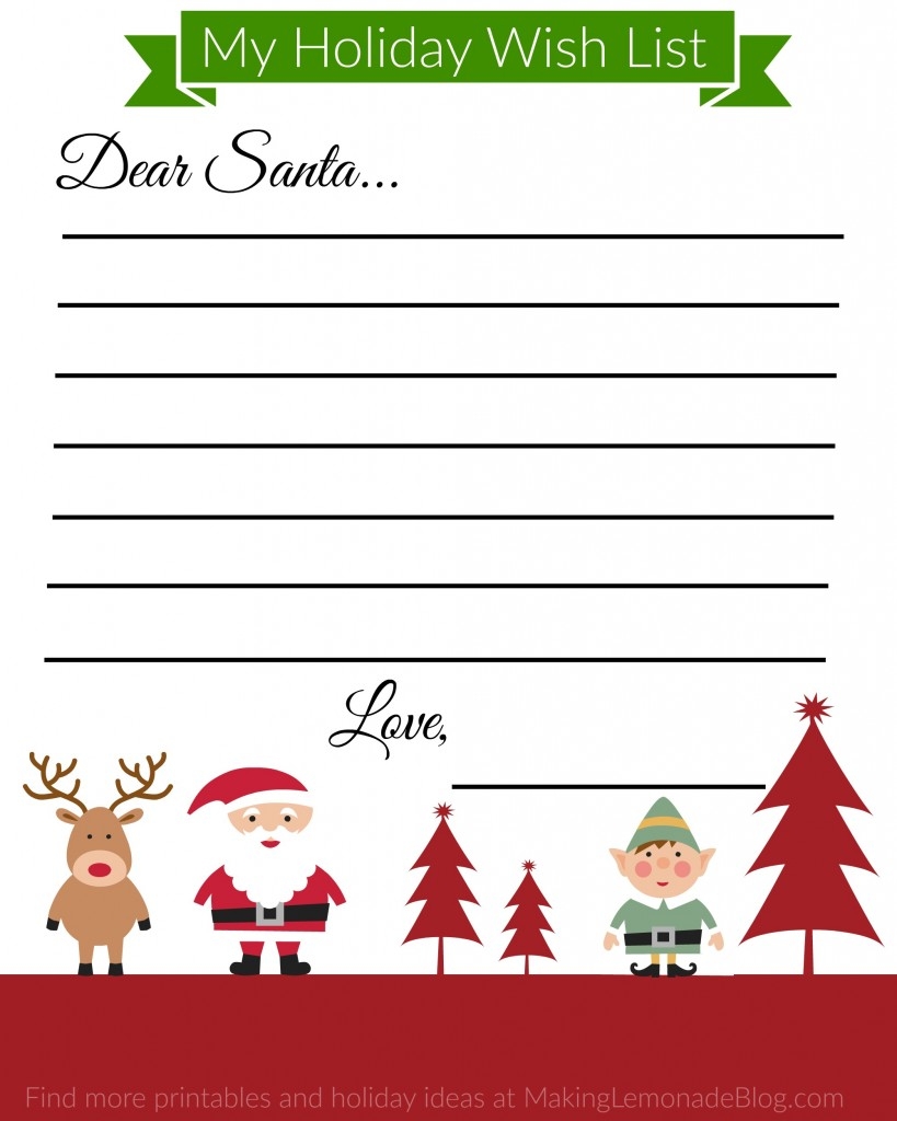 Free Printable Holiday Wish List For Kids Making Lemonade Worksheets Library