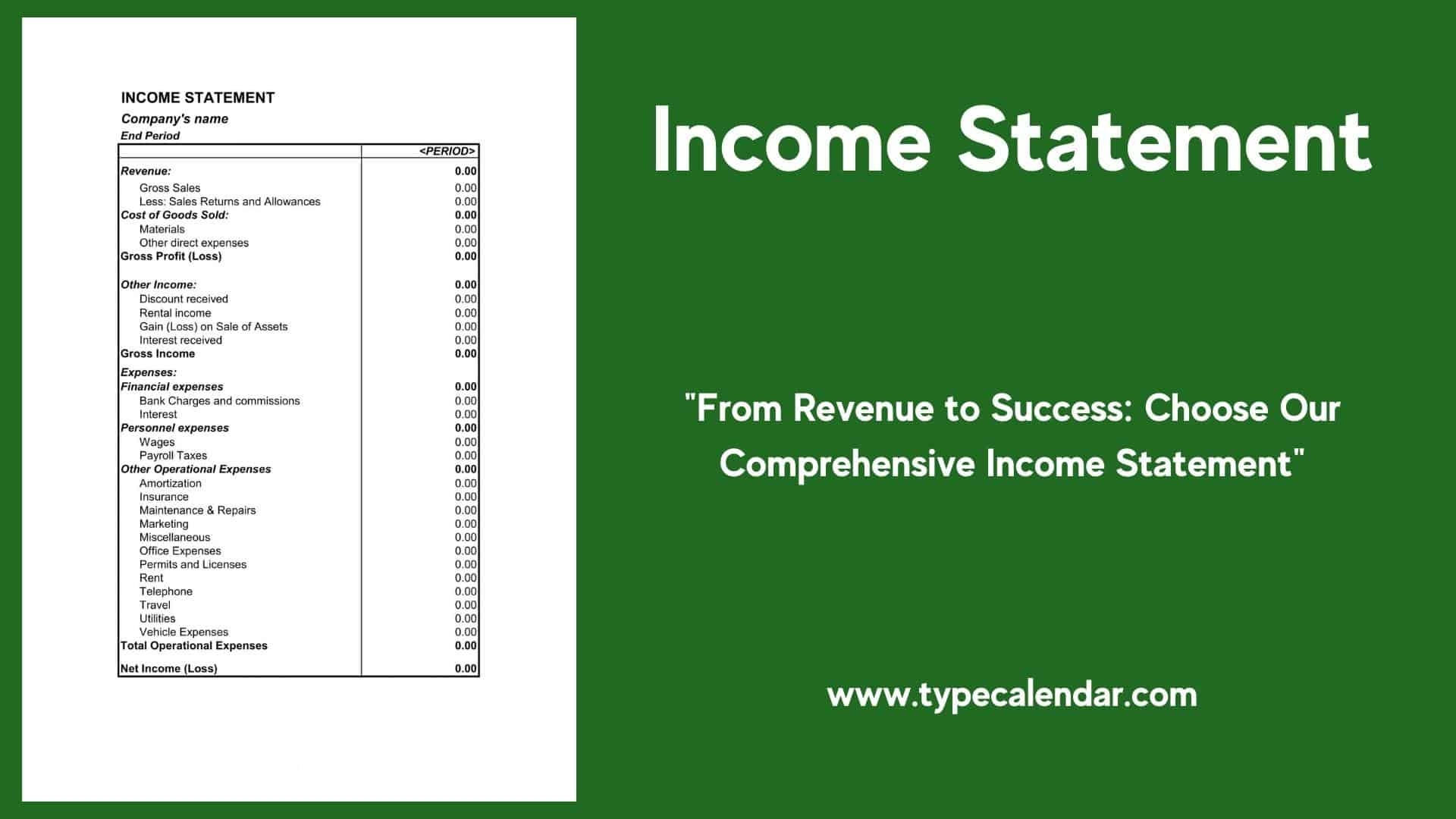 Free Printable Income Statement Templates Excel Word PDF 