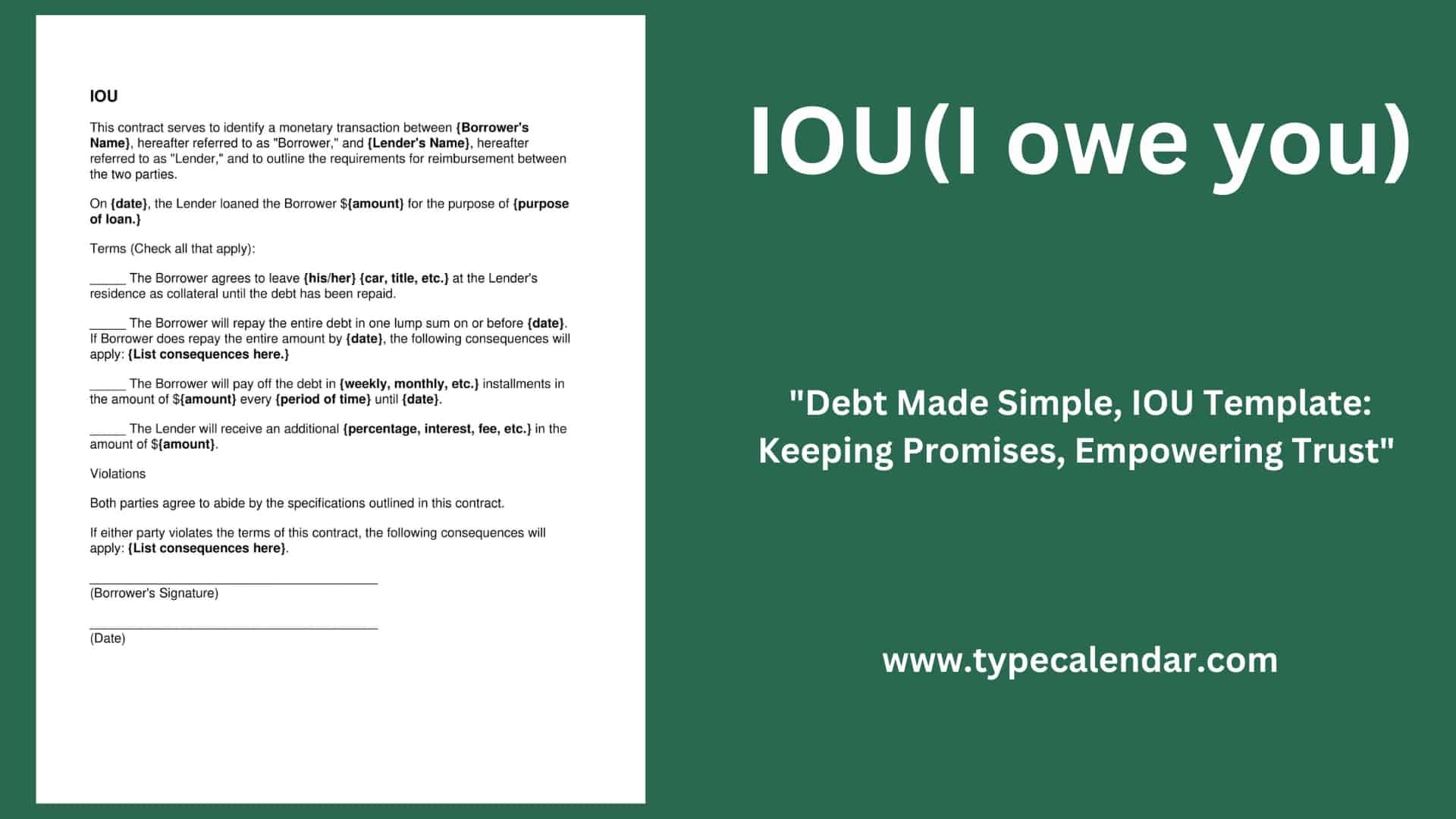 Free Printable Iou Template Uk