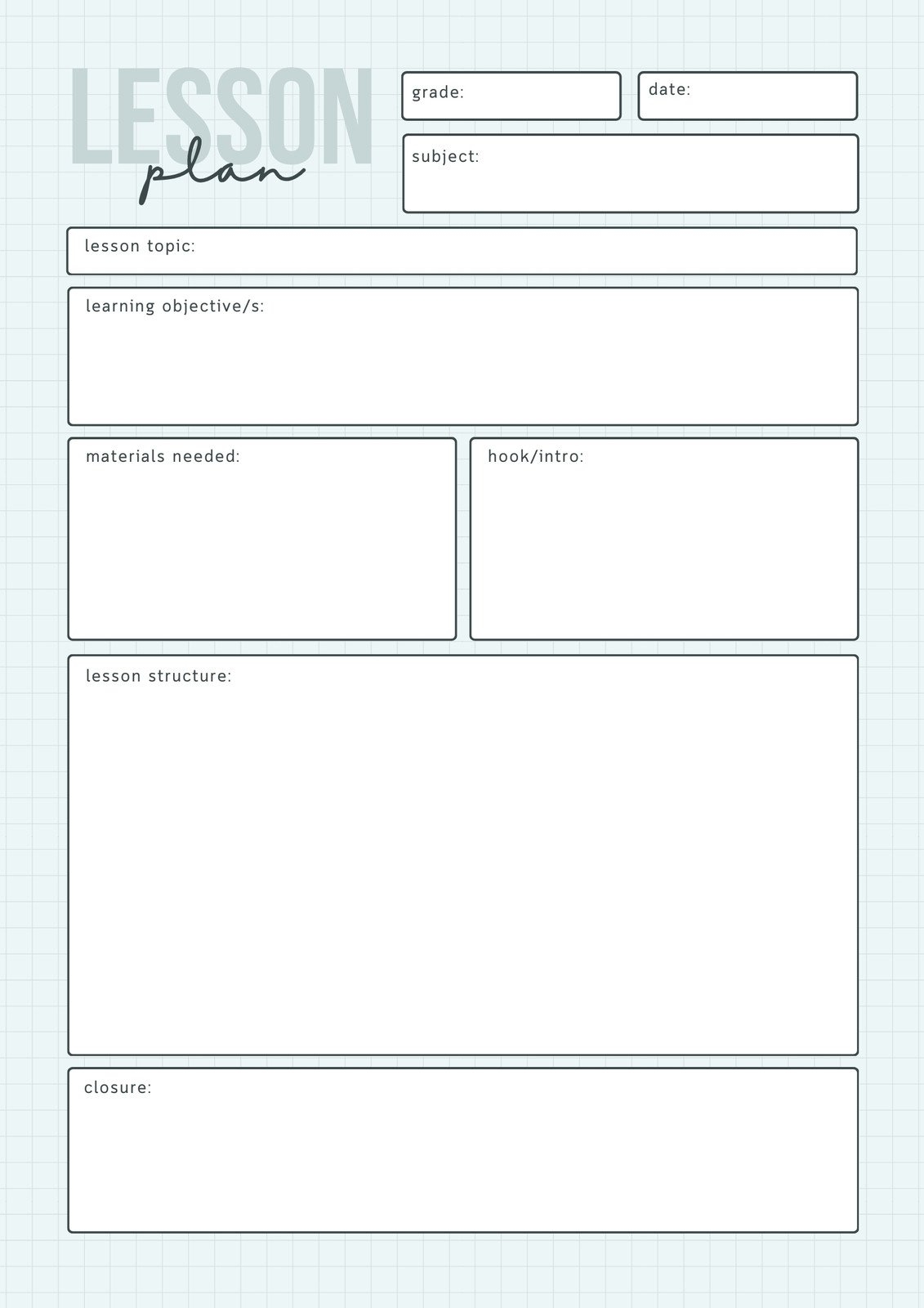 Free Printable Lesson Plan Template Kindergarten Free Printable Lesson Plan Template Kindergarten