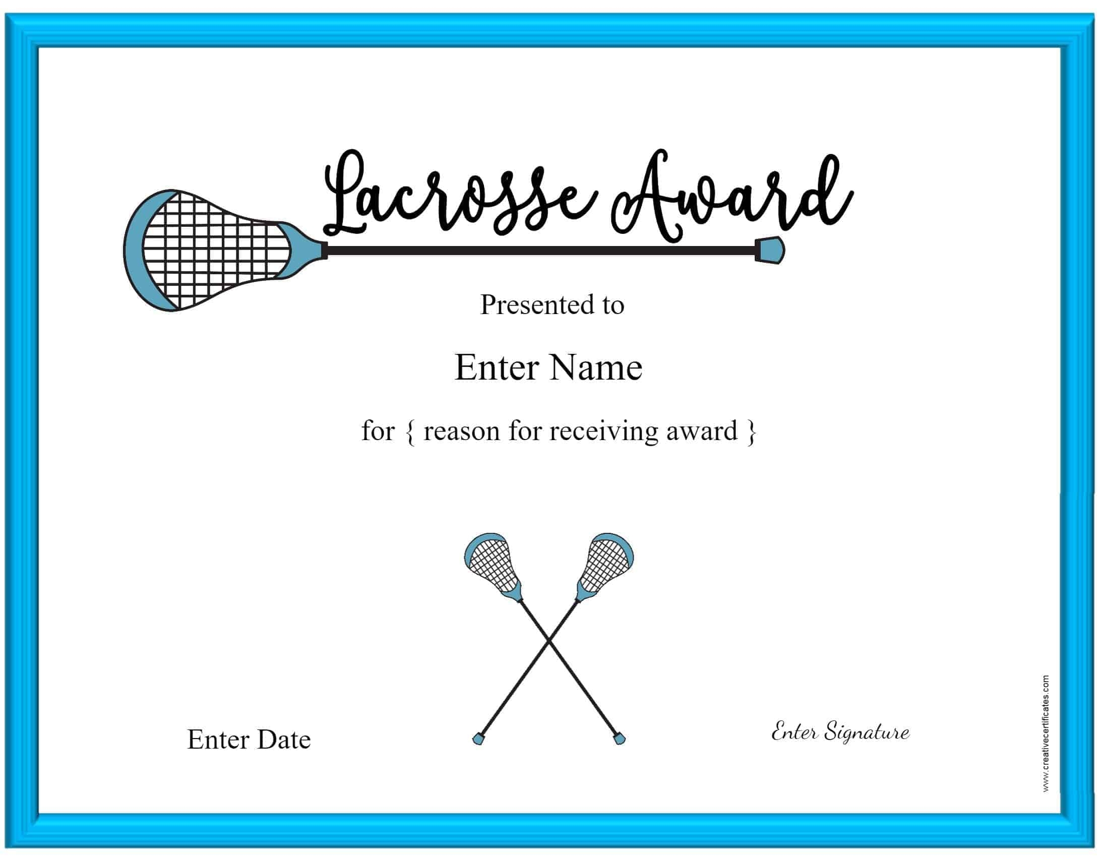 Free Printable Lacrosse Certificate Templates