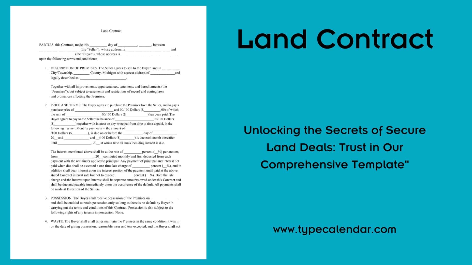 Free Printable Land Contract Template