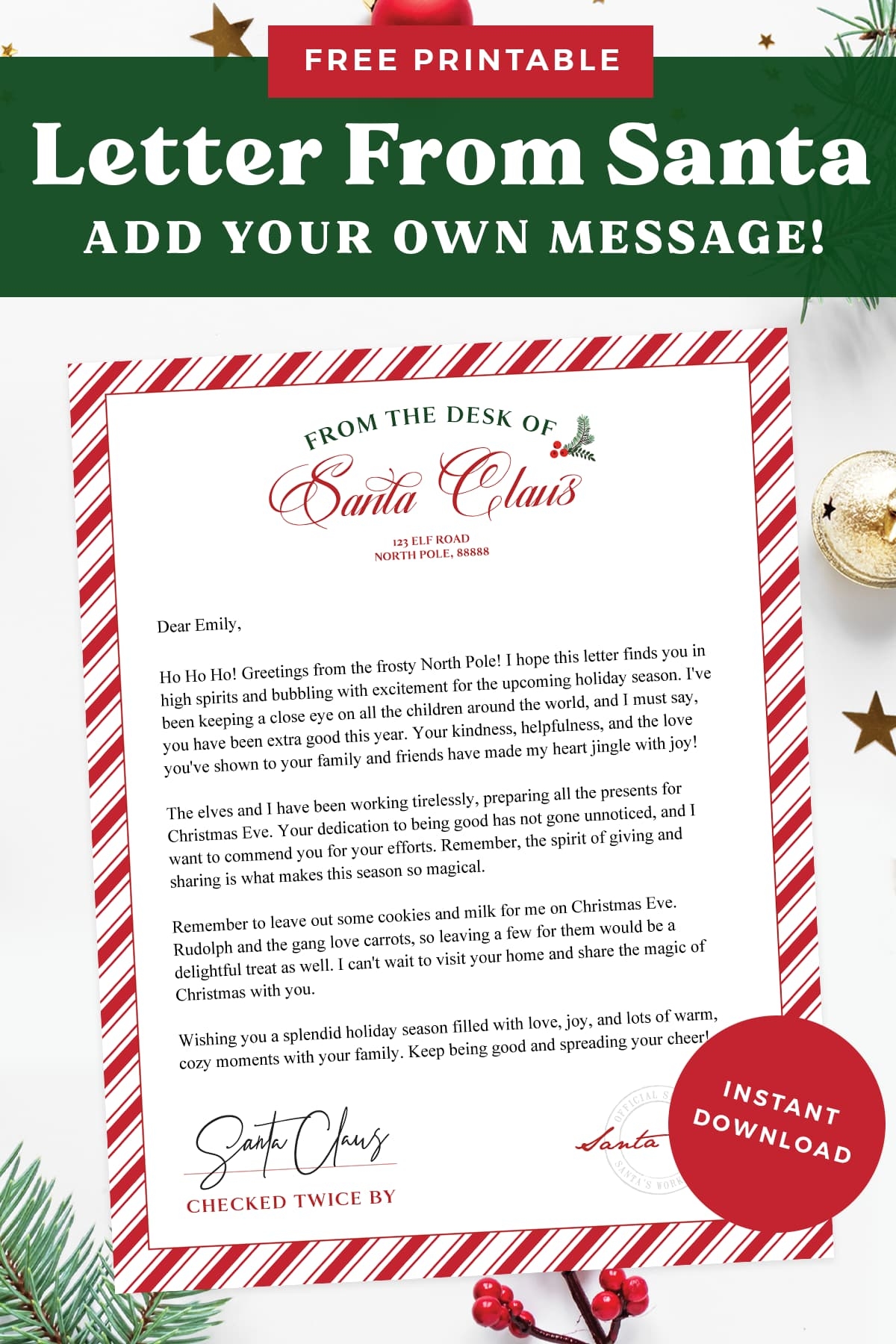 Free Printable Reply From Santa Template
