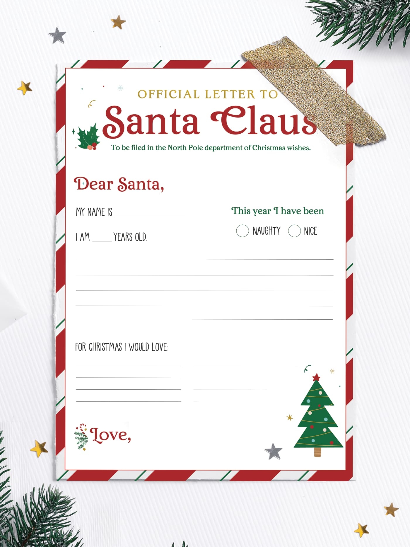 Free Printable Santa Letter Template Uk