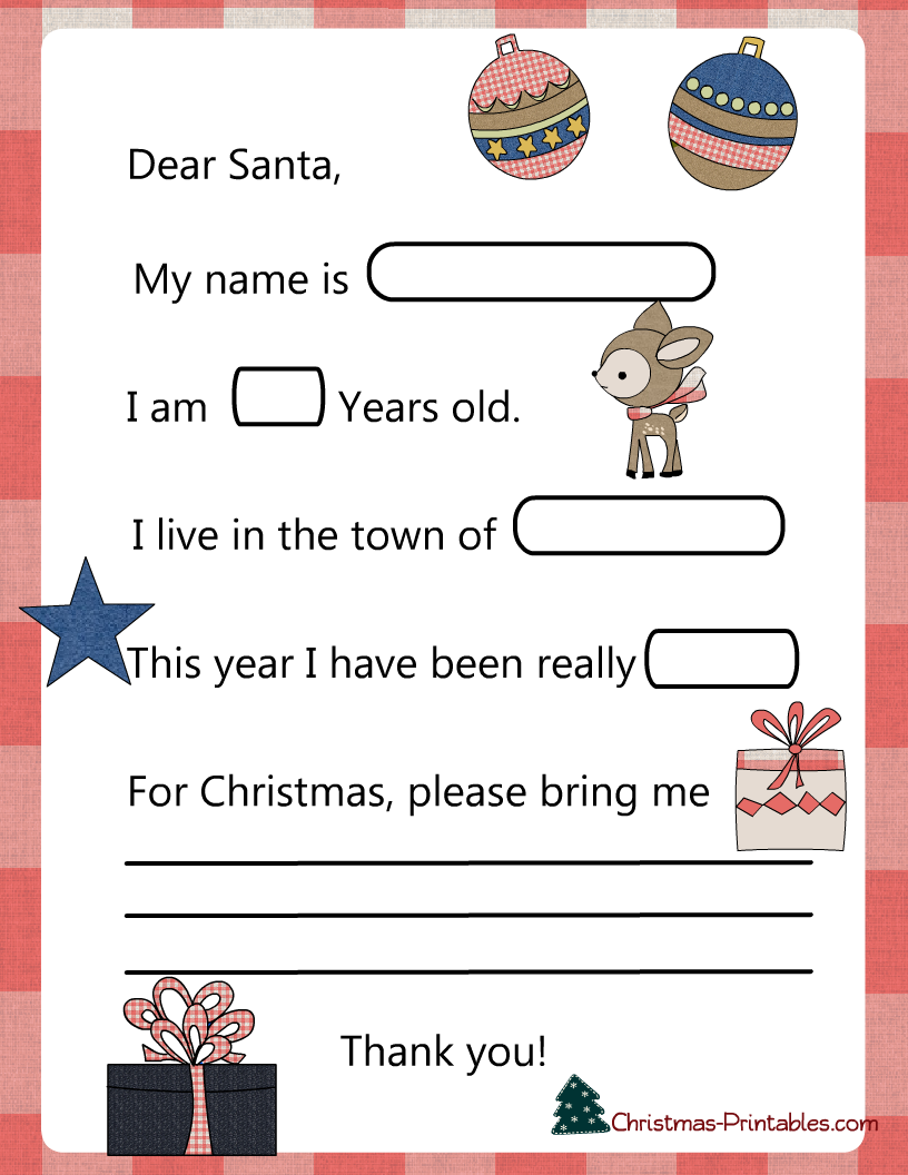 Free Printable Letter To Santa Templates