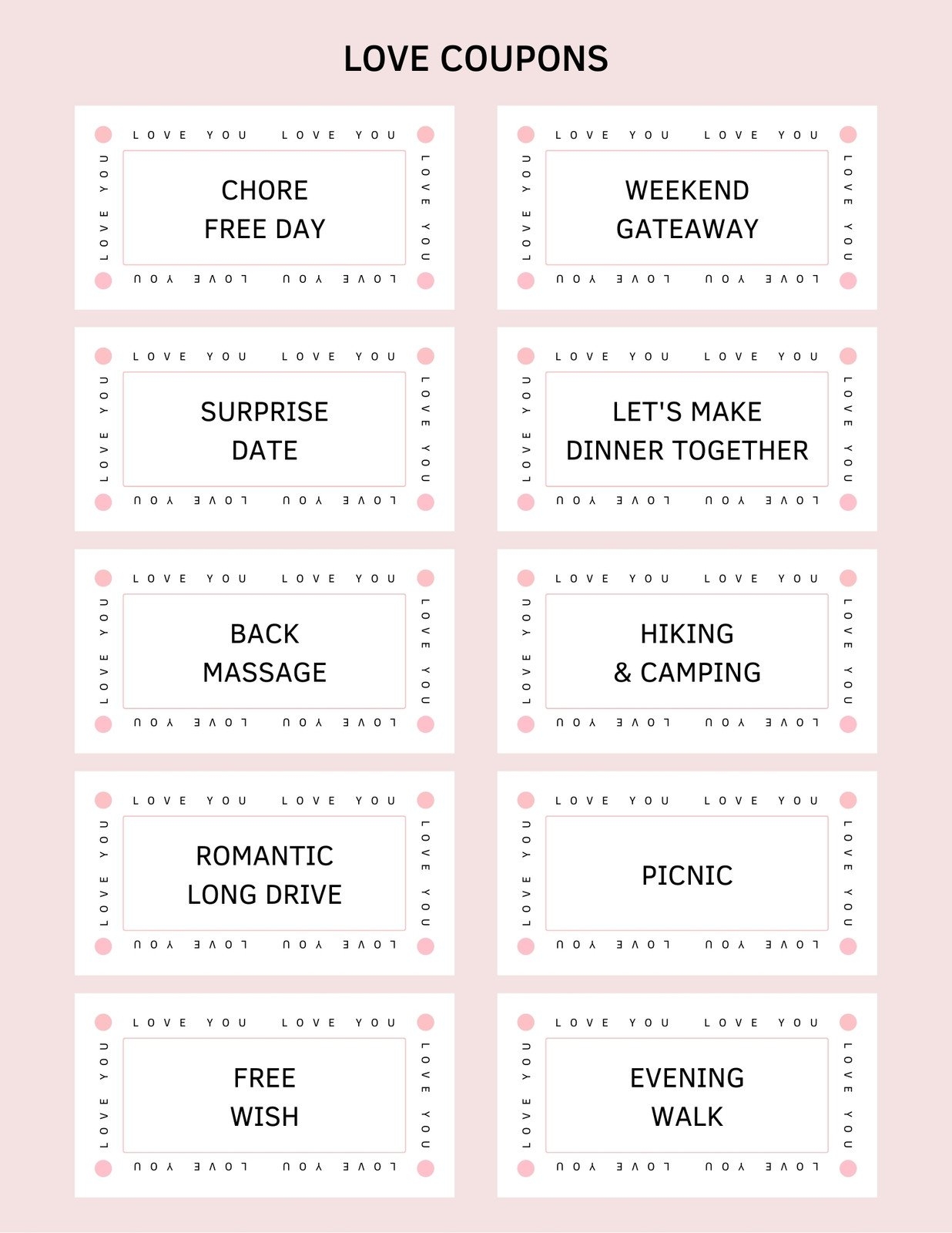 Free Printable Love Coupon Templates Canva