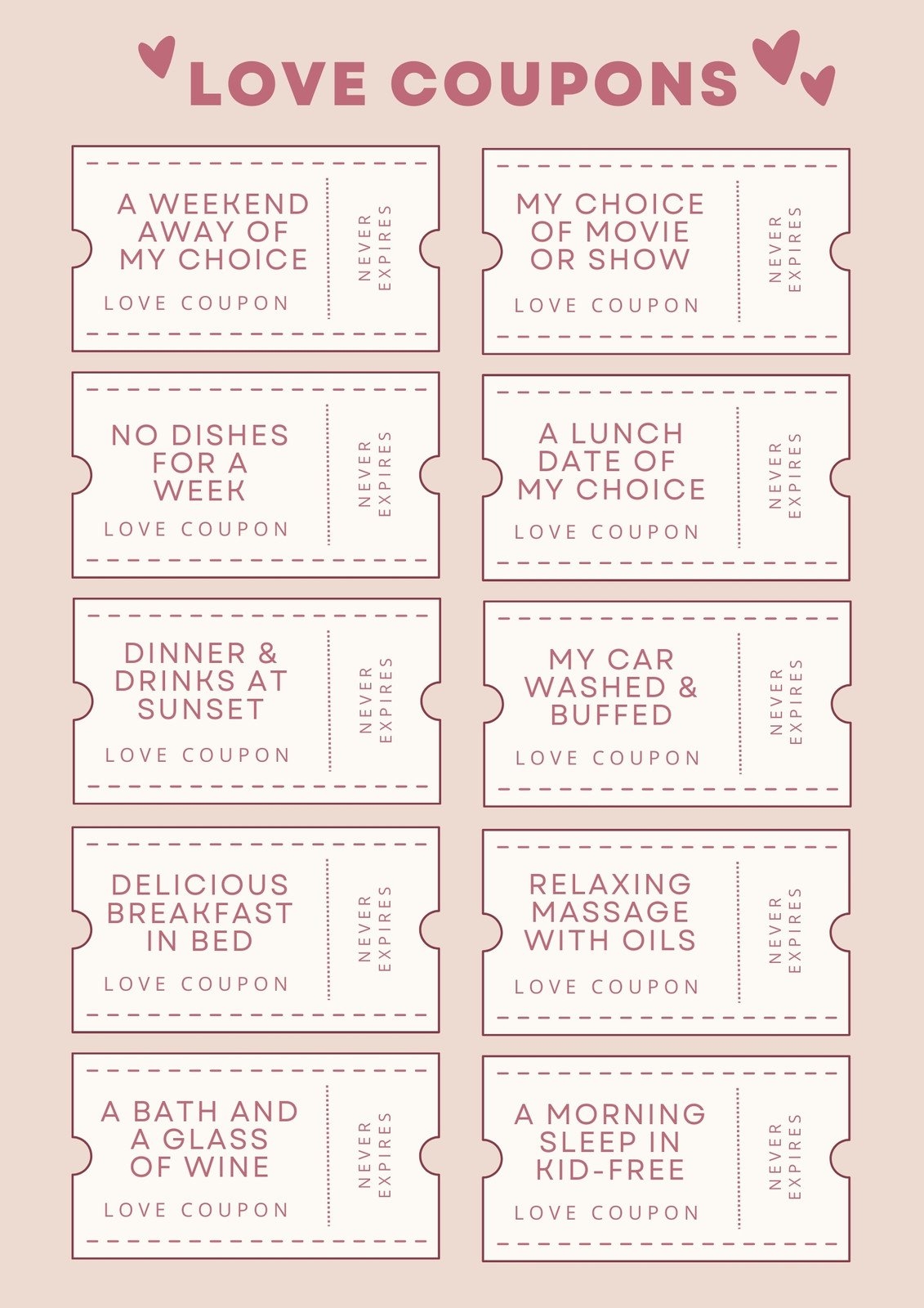 Free Printable Love Coupon Templates Canva Worksheets Library
