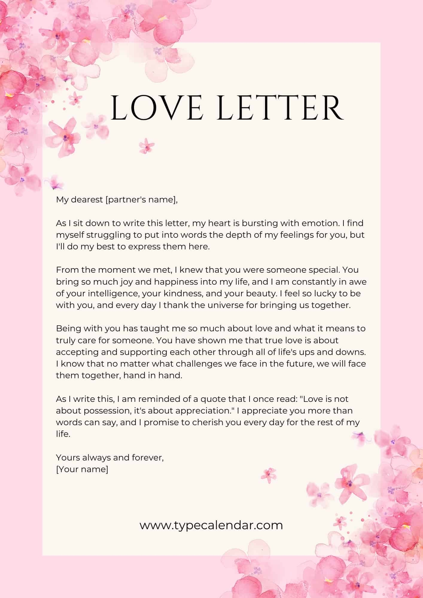 Free Printable Love Letter Templates Word PDF Free Printable Love Letter Templates Word PDF