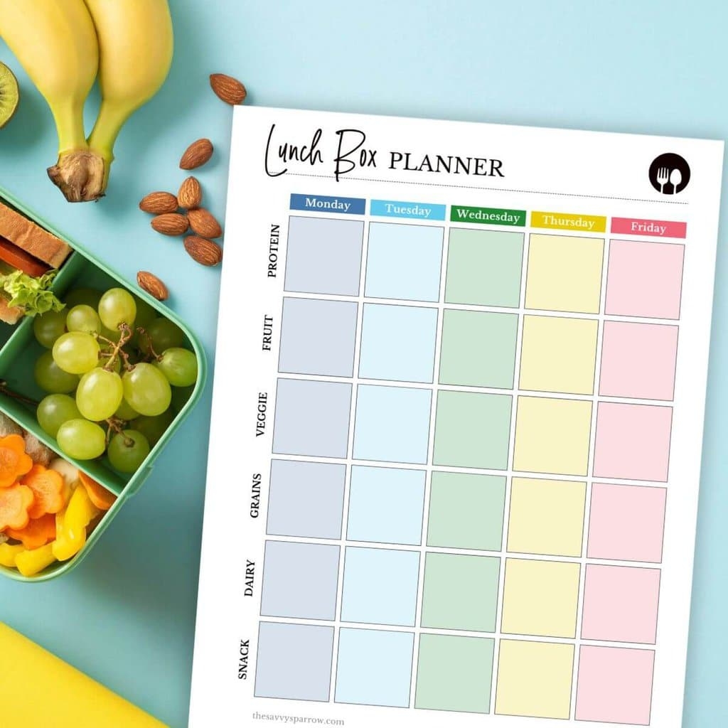 Free Printable Lunch Box Planner For Kids School Lunches