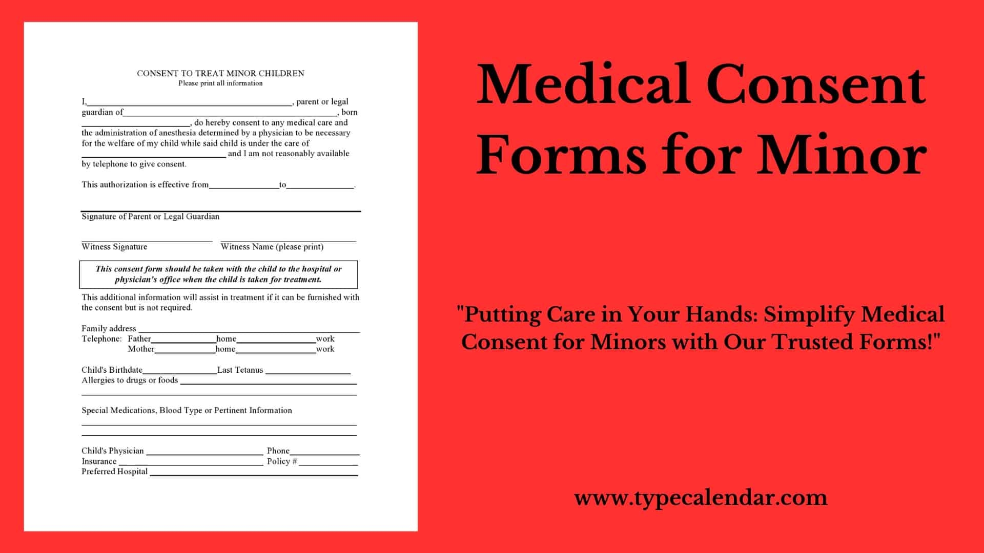 Free Printable Medical Consent Form Templates PDF Minor Grandparents