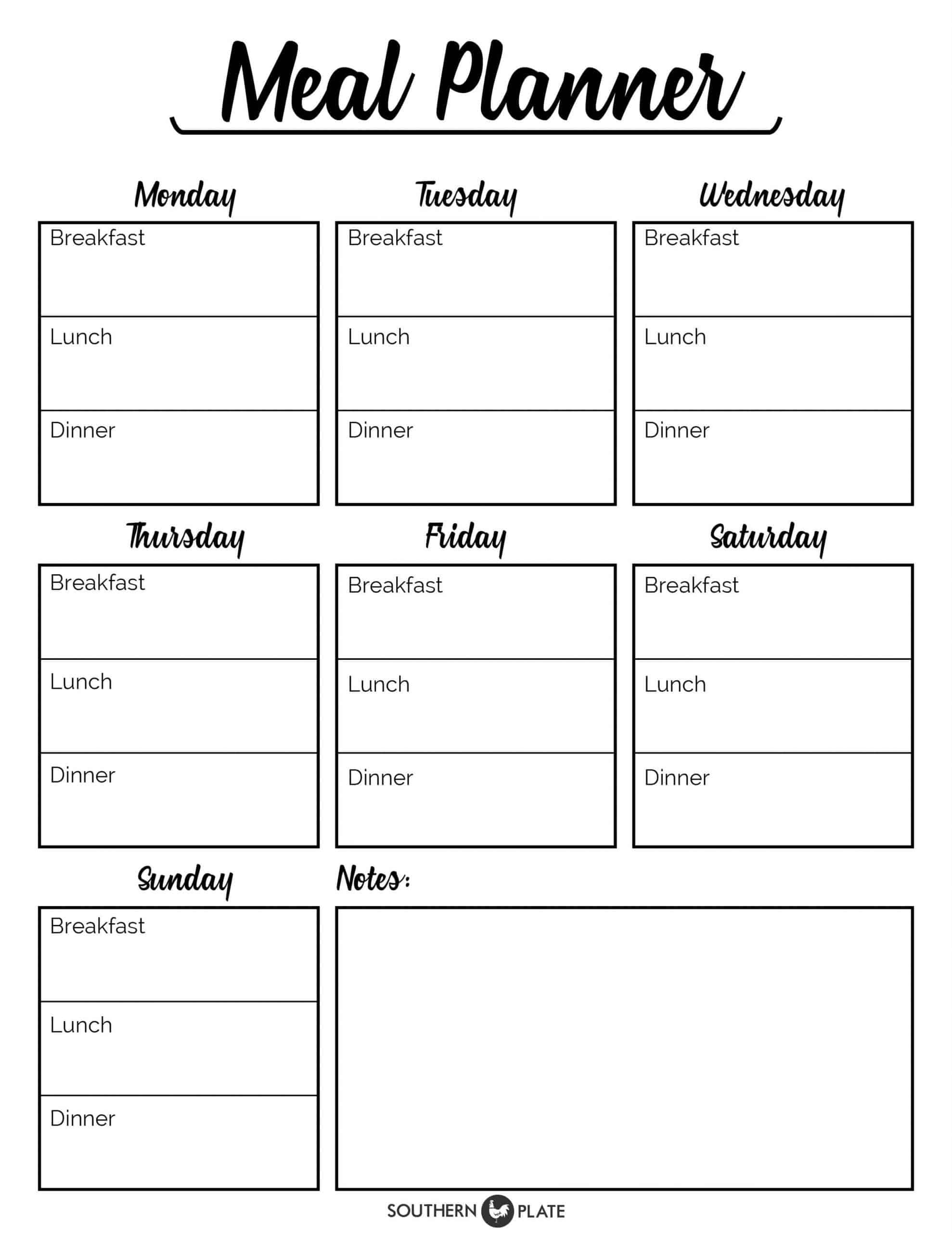 Free Printable Menu Planner Sheet Southern Plate Free Printable Menu Planner Sheet Southern Plate