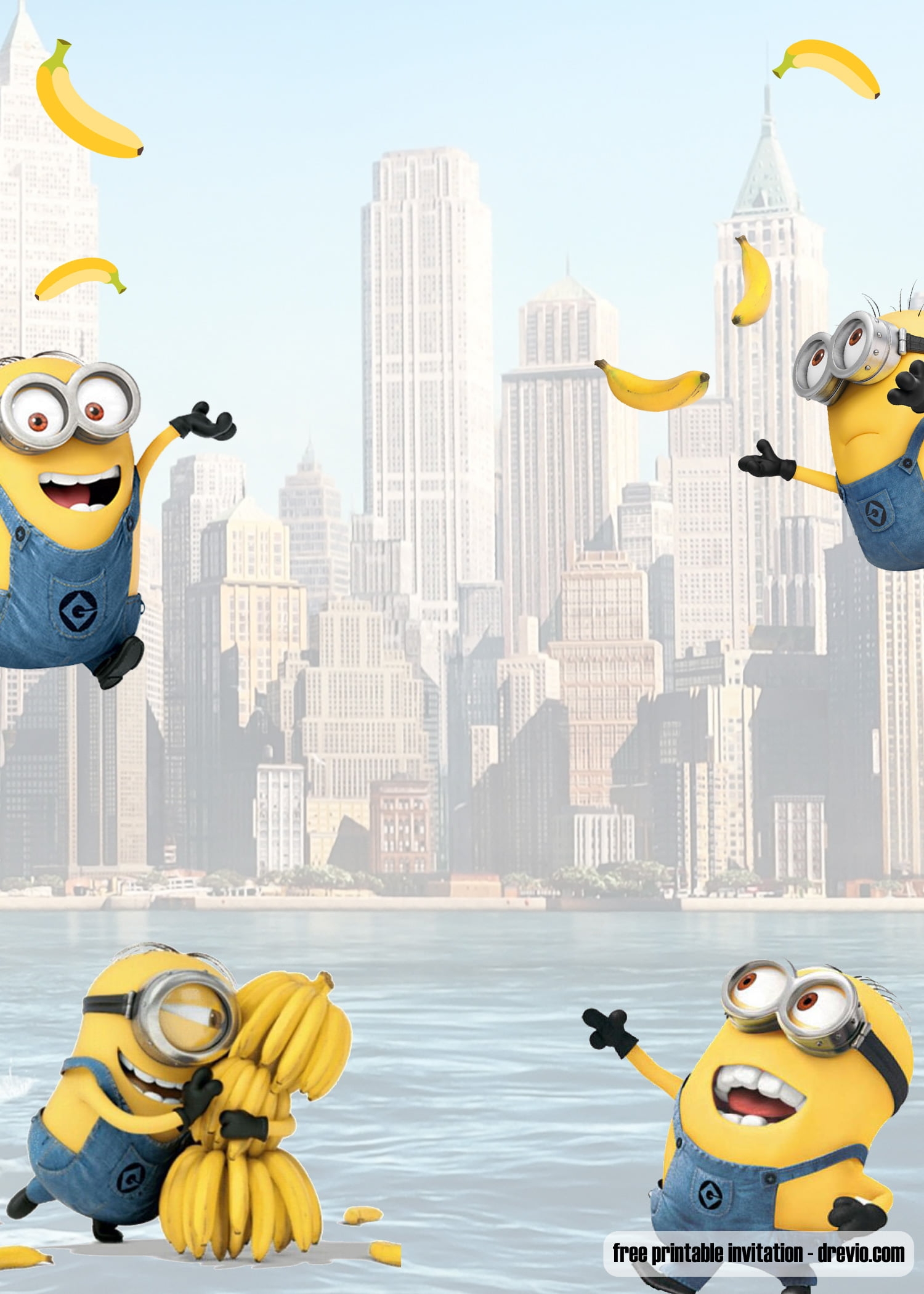 FREE Printable Minion Banana Party Invitation Templates Bagvania 