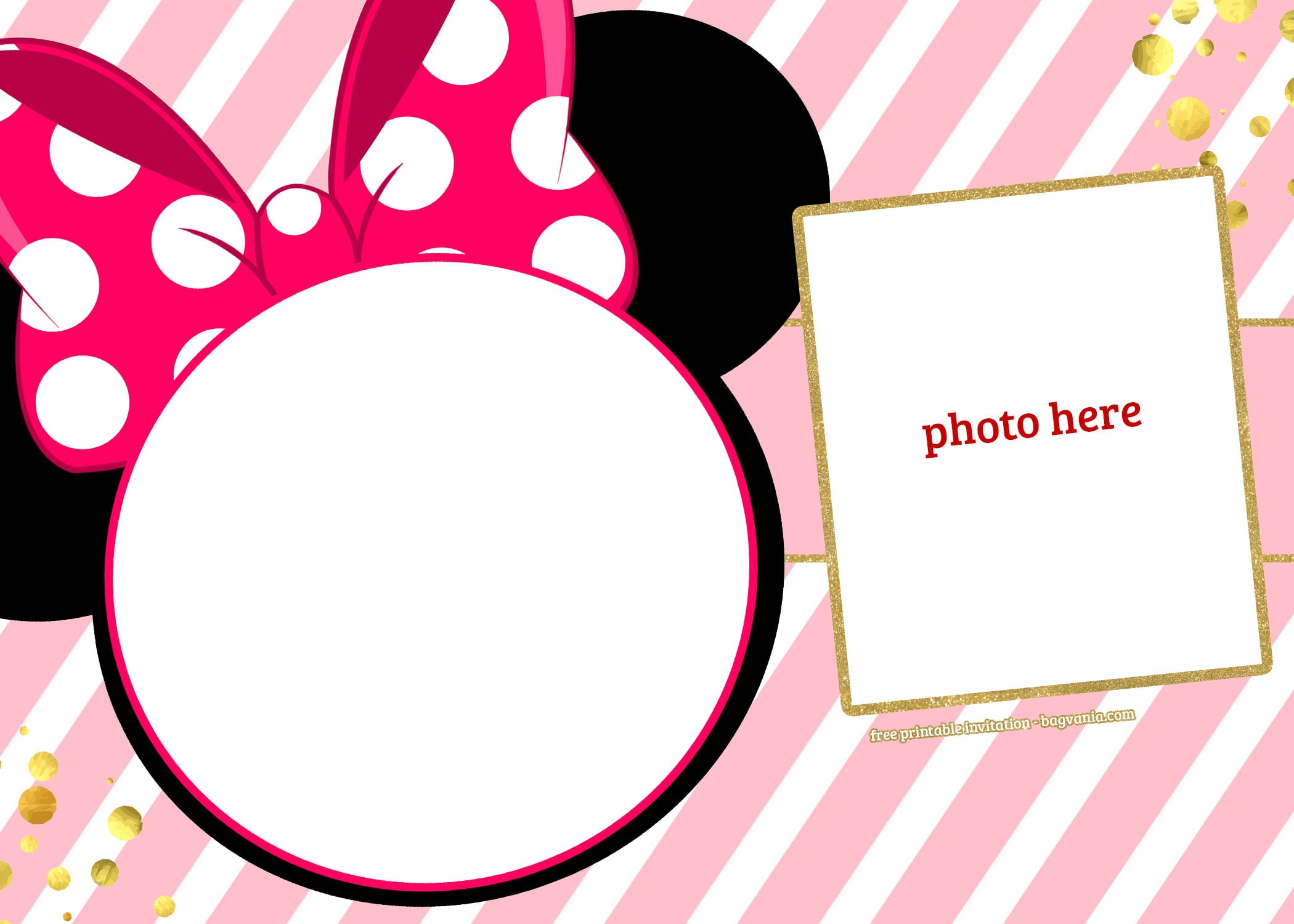 FREE Printable Minnie Mouse Invitation Template Polka And Stripes