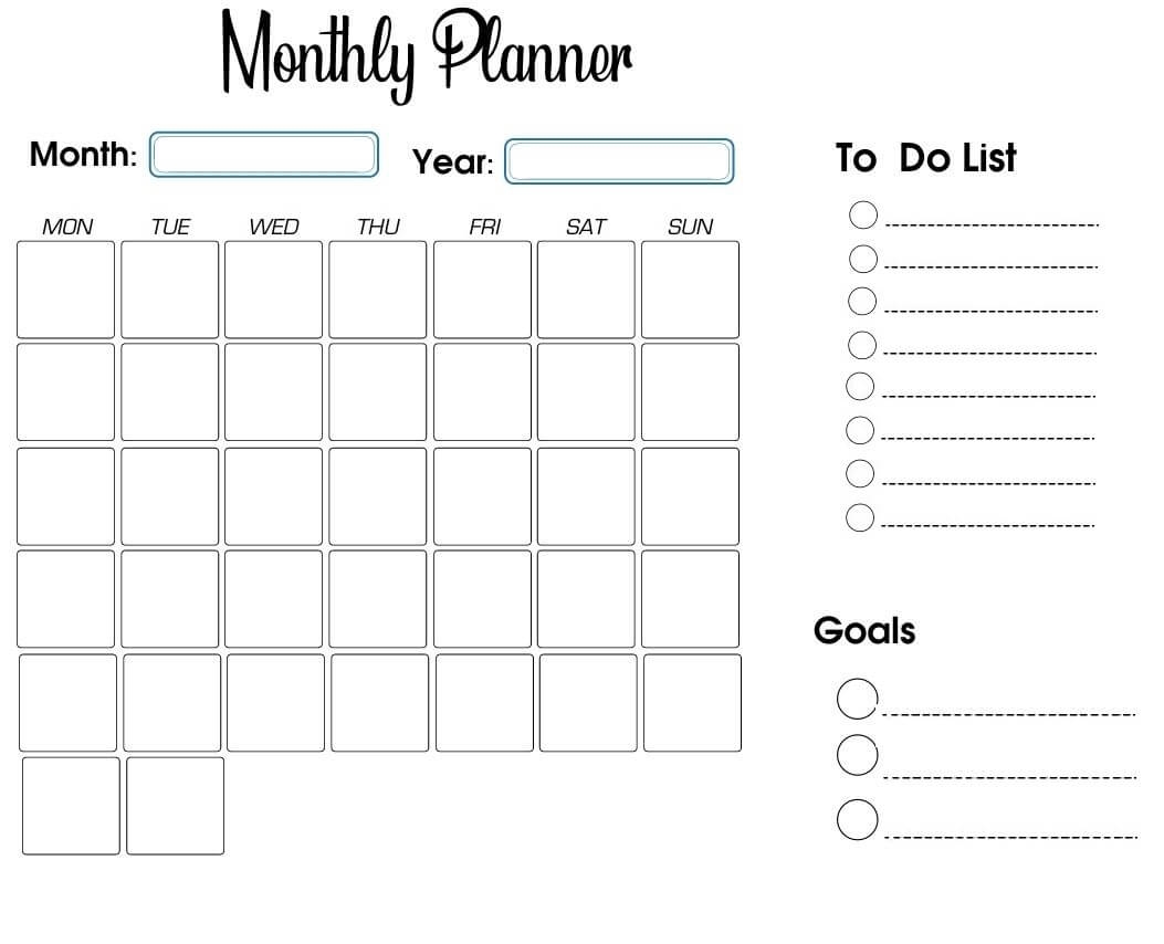 Free Printable Monthlyschedule Template Free Printable Monthlyschedule Template