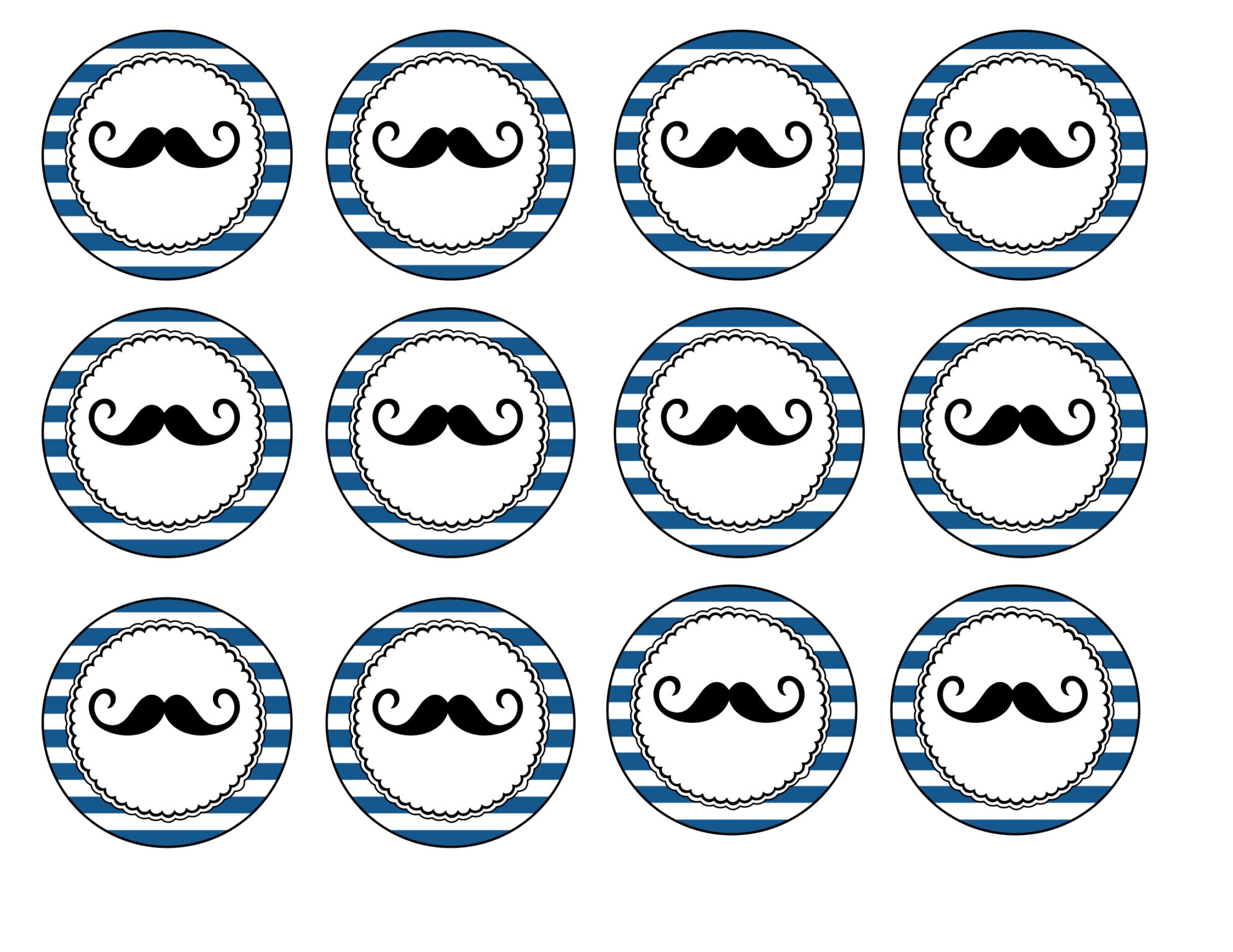 Free Printable Mustache Cupcake Toppers Paper Trail Design