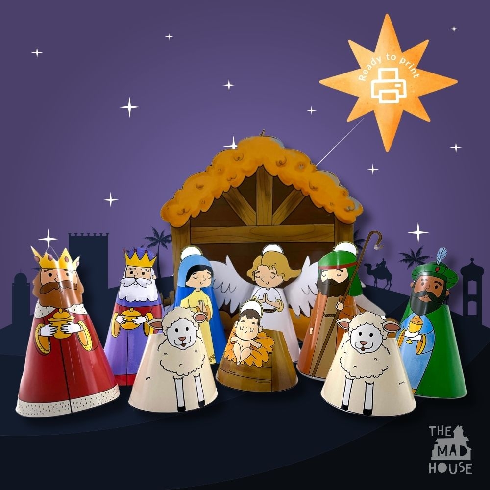 Free Printable Nativity Cones Color Cut And Play For Kids