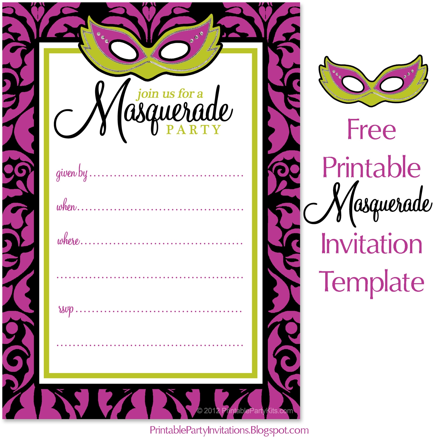 Free Printable Masquerade Invitations Template