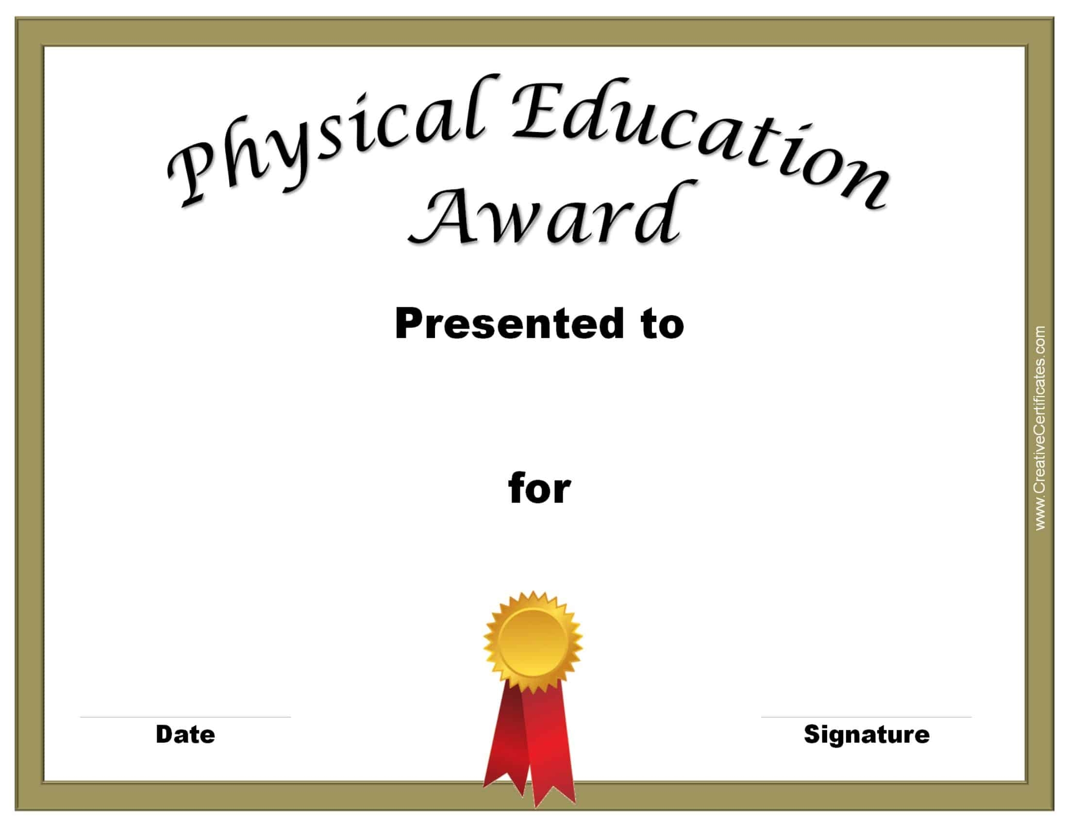 Free Printable Pe Award Certificate Template