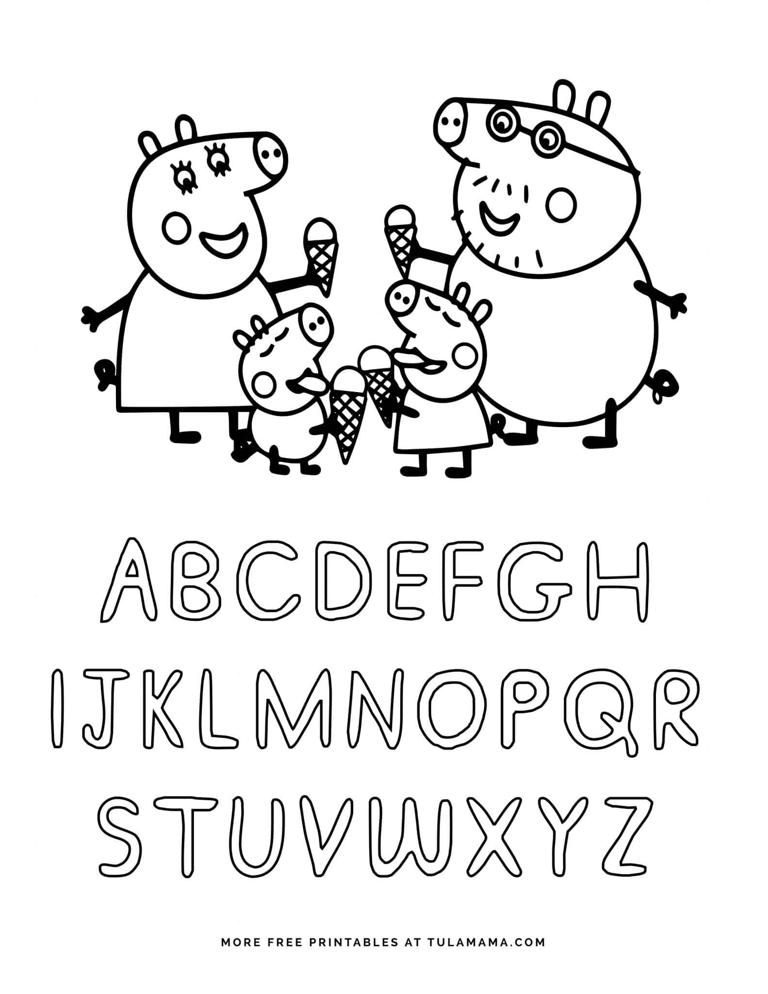 Free Printable Peppa Pig ABC Coloring Pages For Preschoolers 