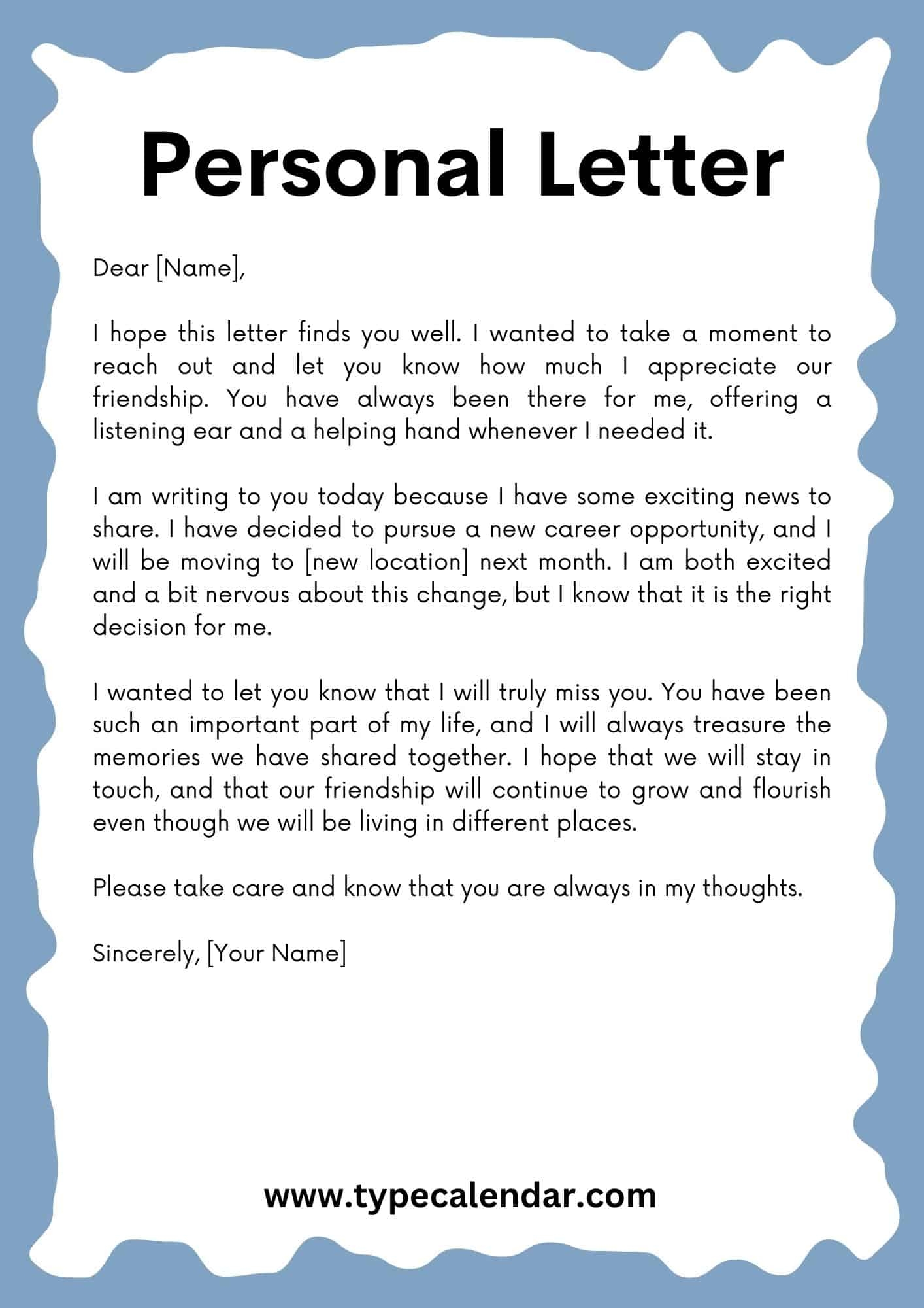 Free Printable Personal Letter Templates Word PDF Free Printable Personal Letter Templates Word PDF