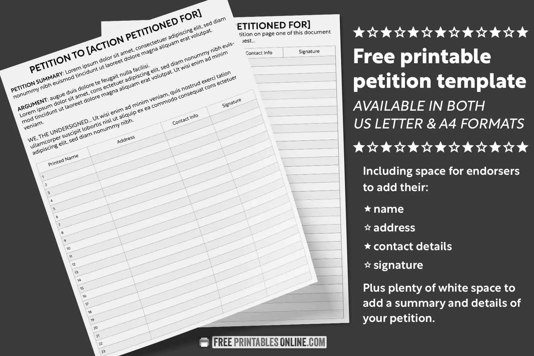 Free Printable Petition Template Free Printables Online Free Printable Petition Template Free Printables Online