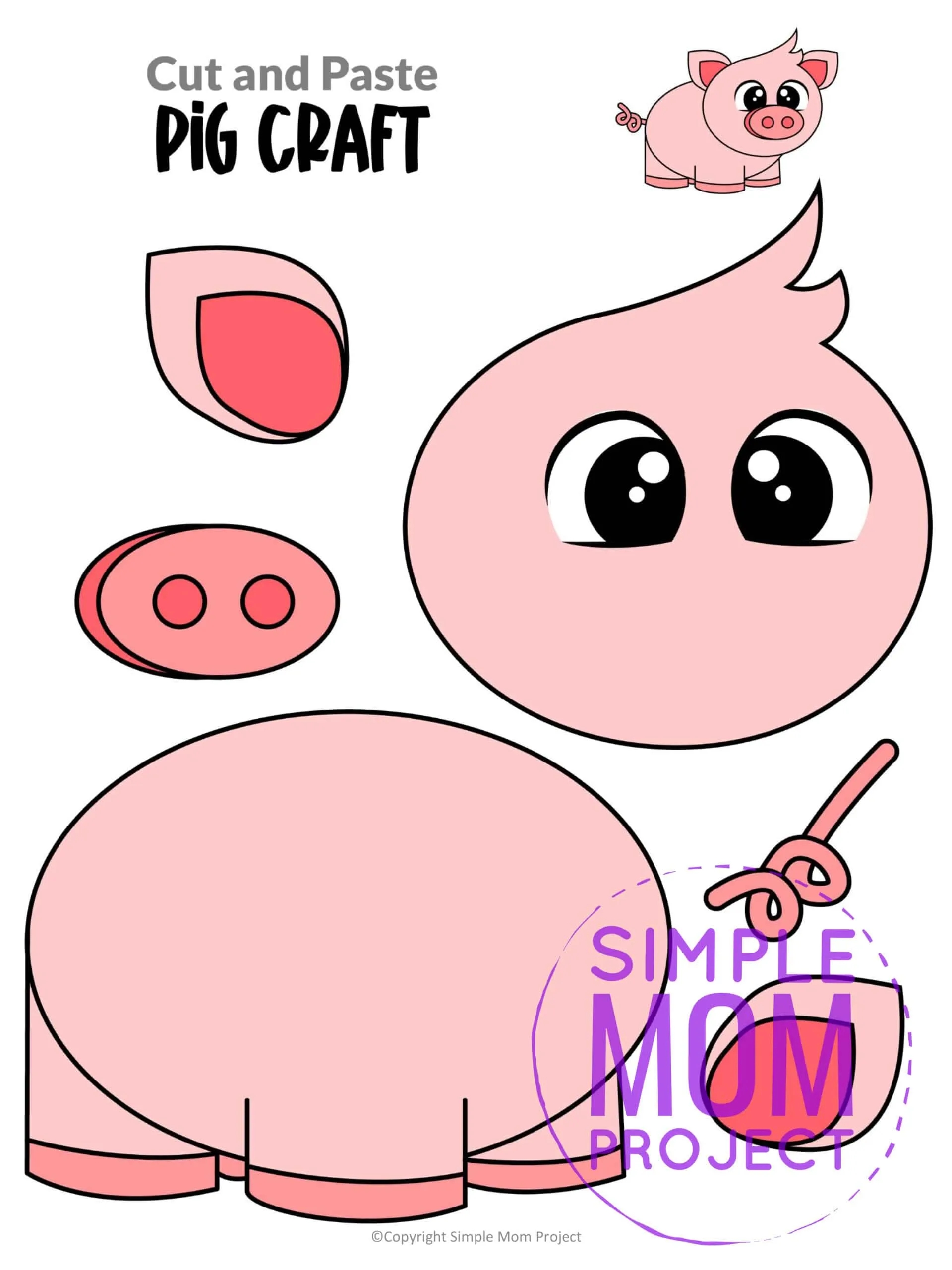 Free Printable Pig Craft Template Simple Mom Project