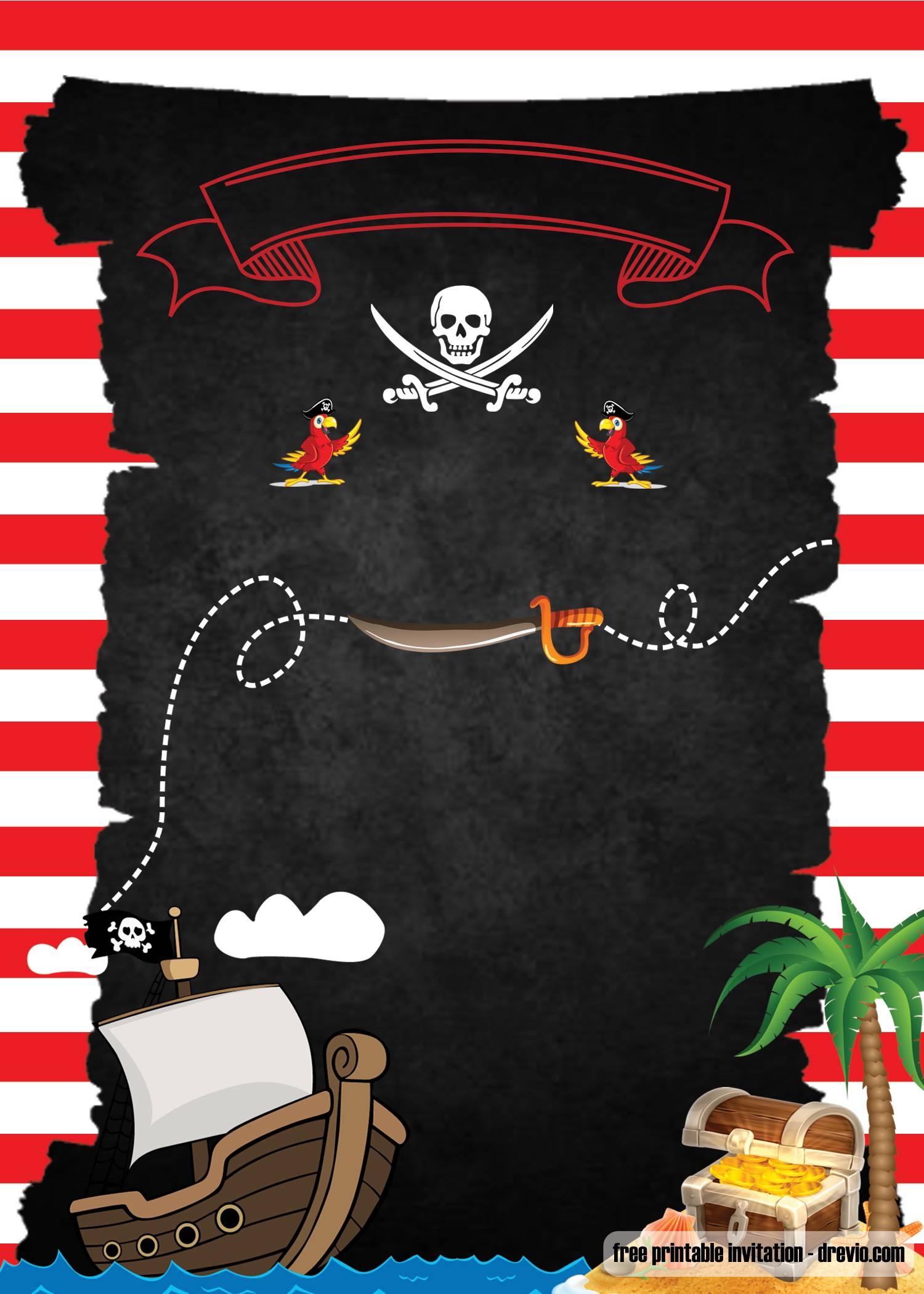 Free Printable Pirate Party Invitation Templates