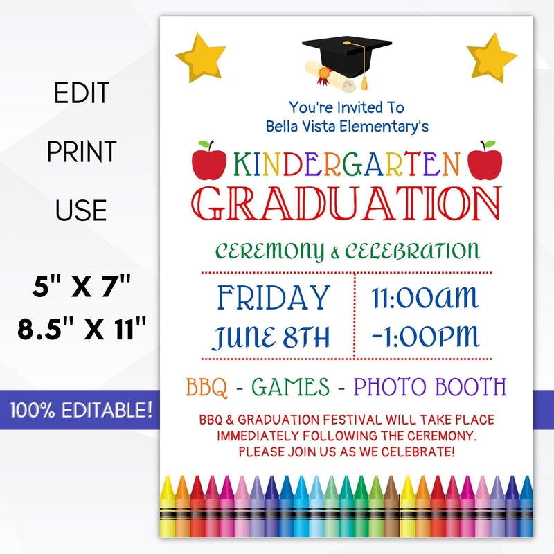 Free Printable Preschool Graduation Invitation Template