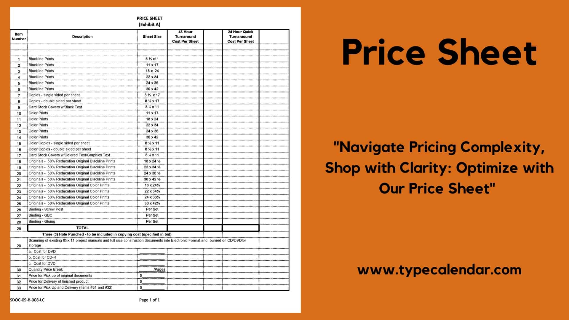 Free Printable Pricing Template Free Printable Pricing Template