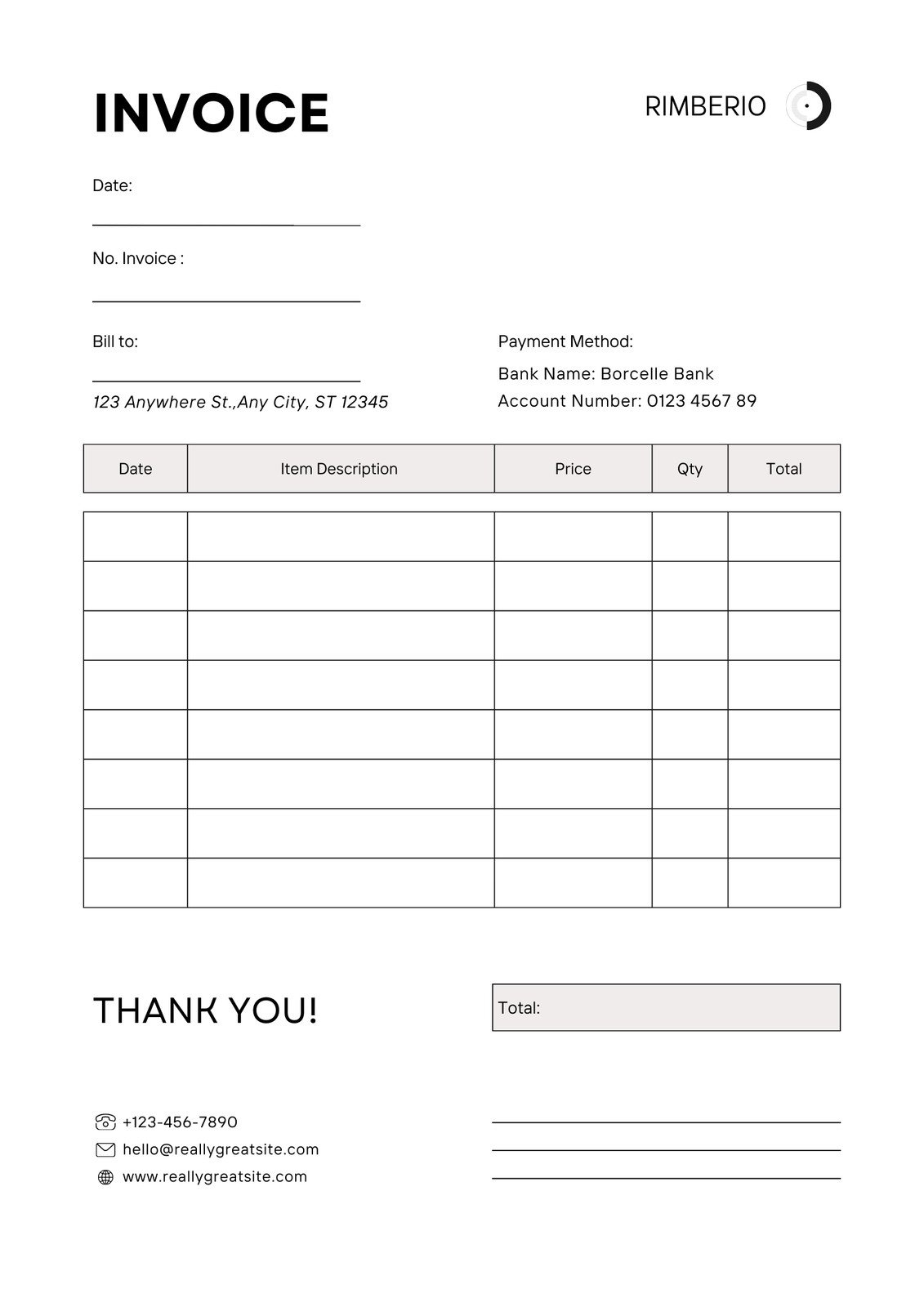 Free Printable Sample Template For Invoice