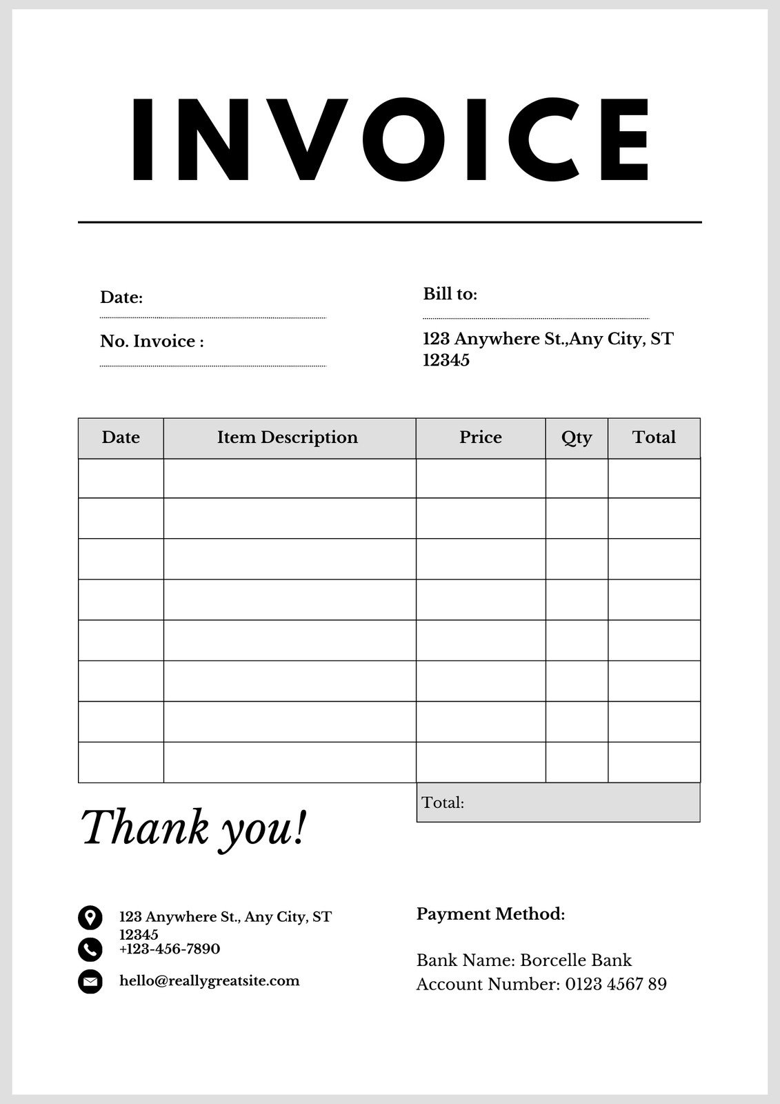 Free Printable Sales Invoice Templates