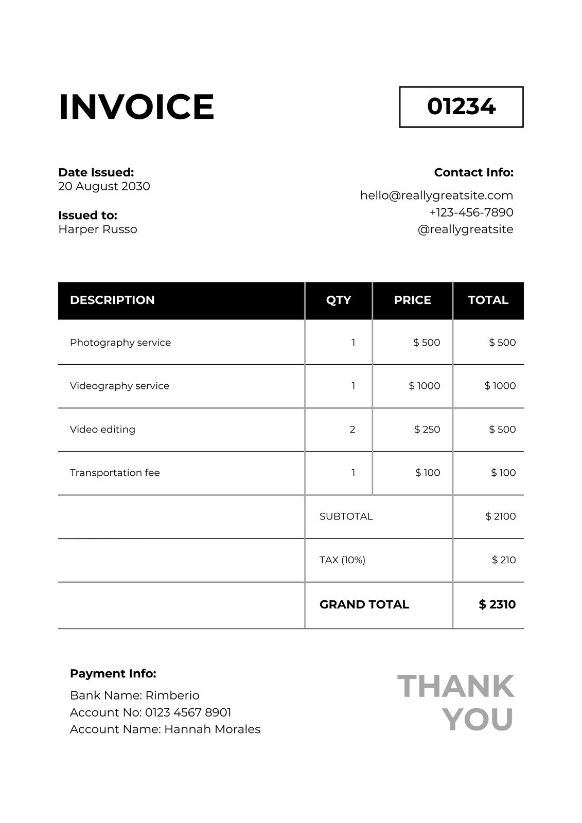 Free Printable Small Business Invoice Templates