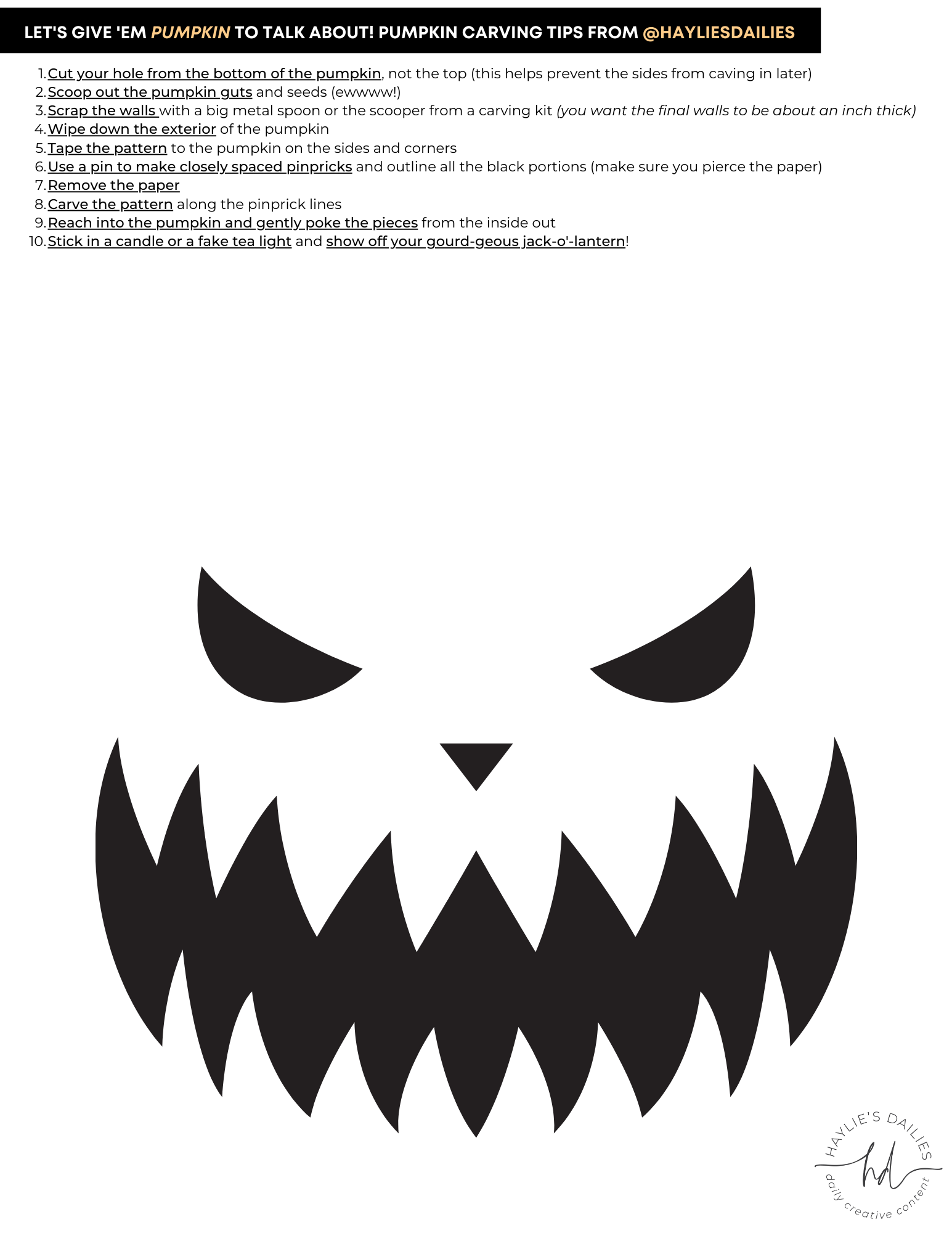 Free Printable Jack-O’-Lantern Template