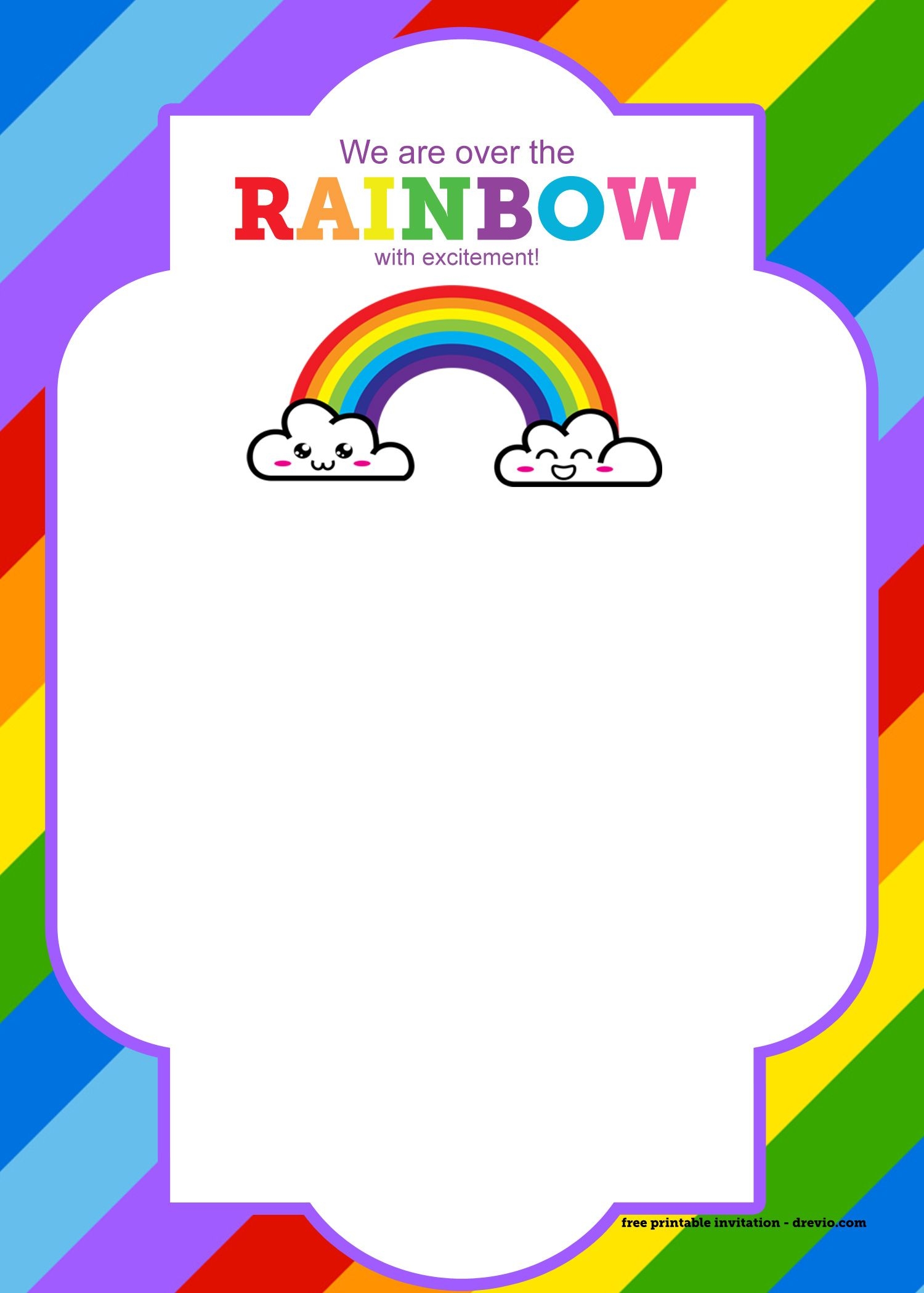 FREE Printable Rainbow Invitation Template Thank You Card Worksheets Library