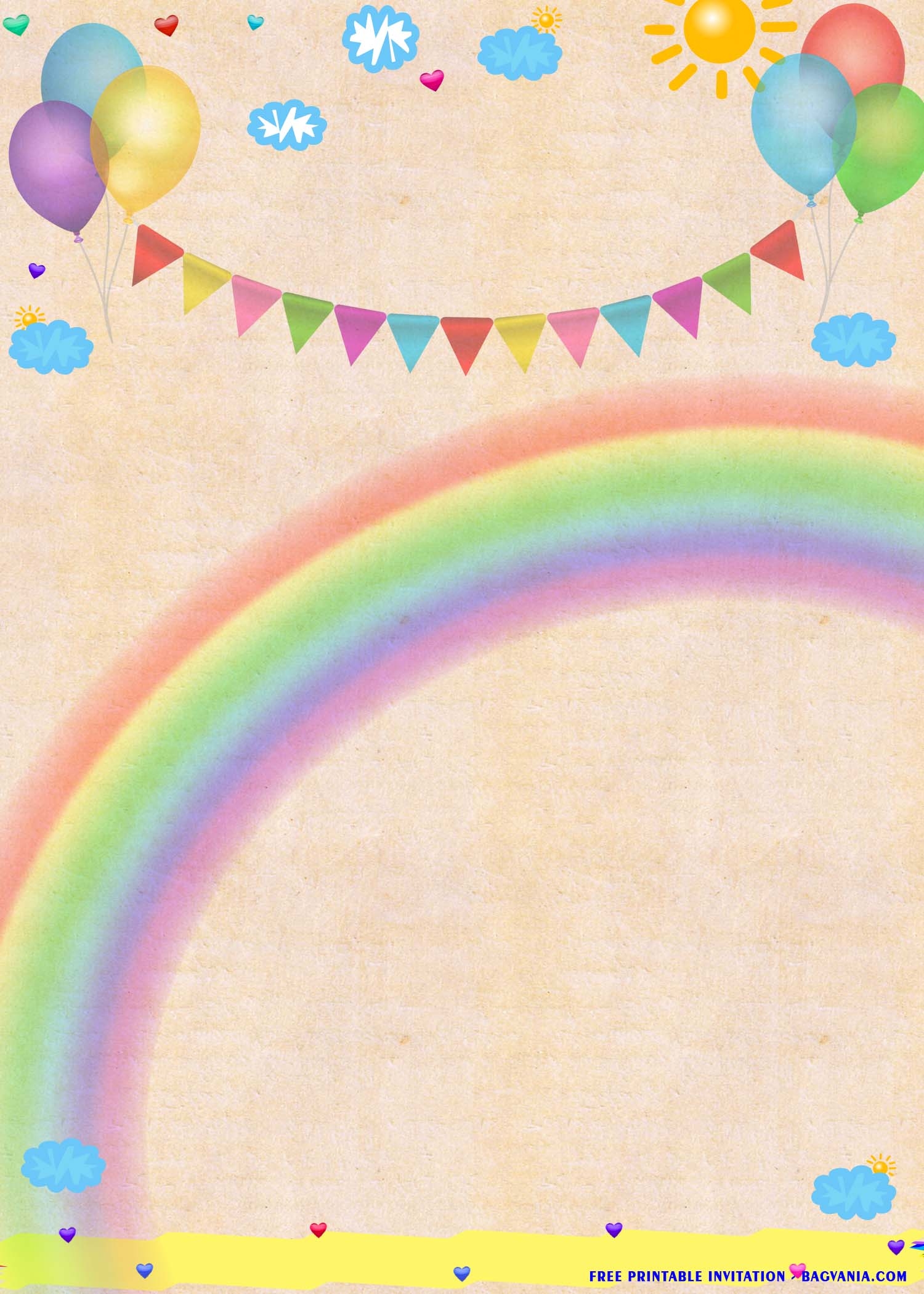 Free Printable Rainbow Invitation Template