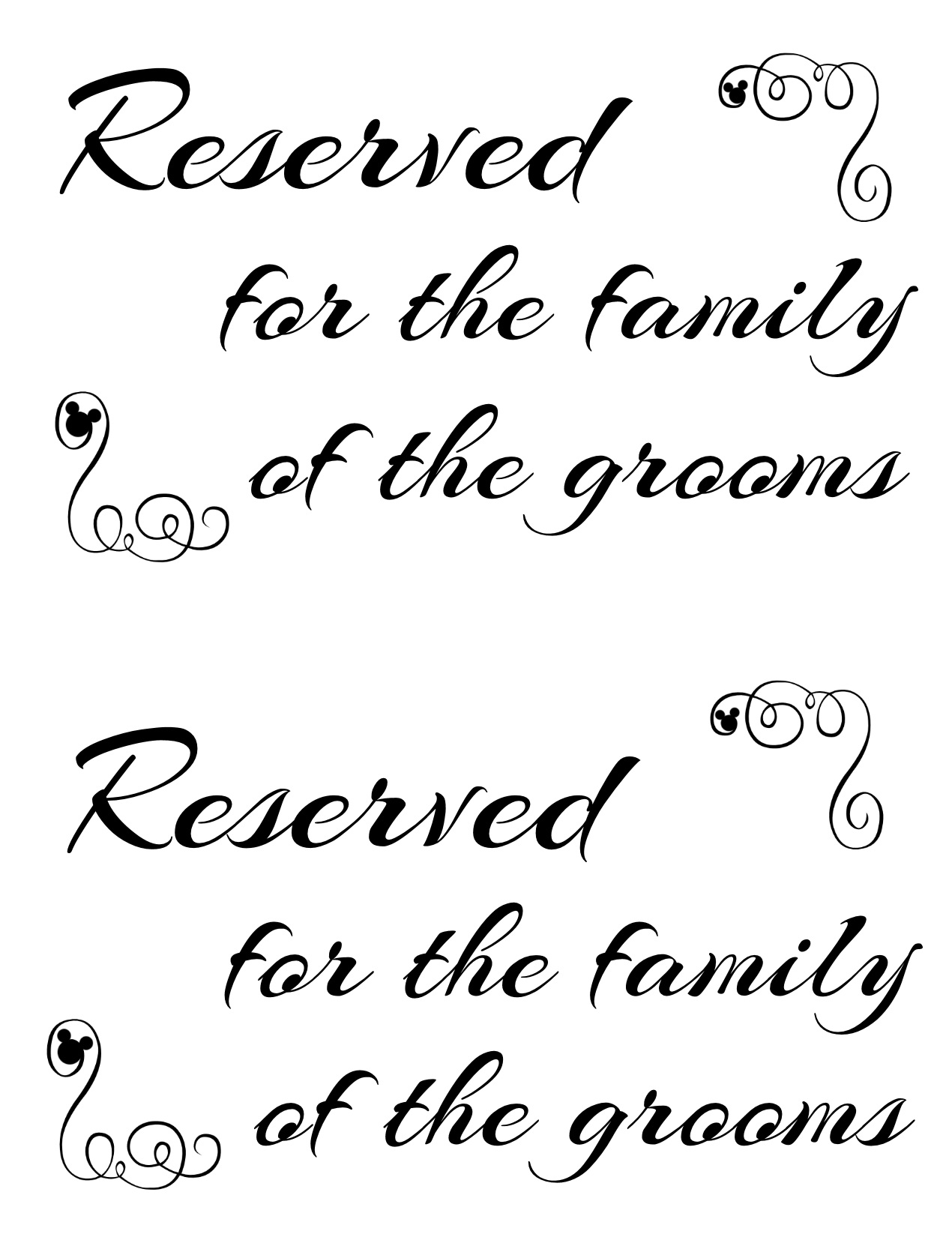 Free Printable Reserved Sign Template